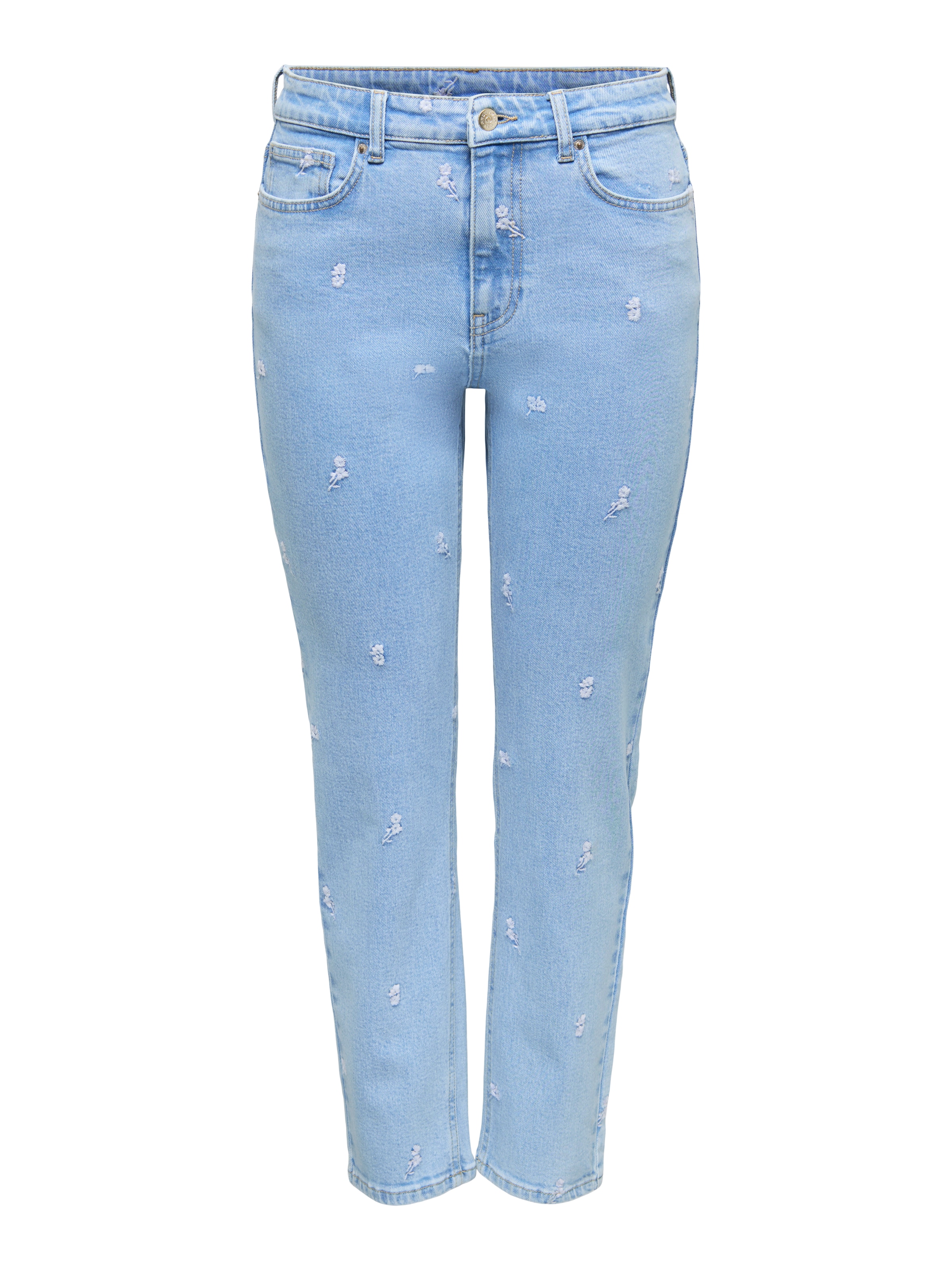 ONLY Straight-Jeans »ONLEMILY HW STRETCH EMB STRA ANK DNM AZG« Baumwollmischung, straight fit