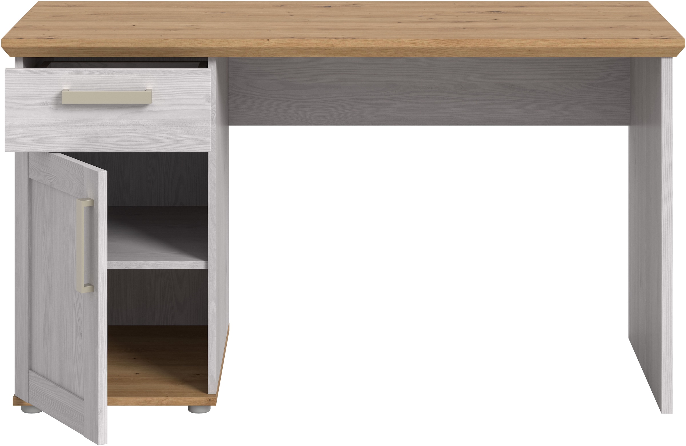 Home affaire Bureau »COSENZA, Breite 134 cm, 1 Tür, 1 Schubkasten, 2 Fächer« Style maison de campagne, combinable avec d'autres articles de la série,  Bureau, table d'ordinateur, table pour ordinateur portable, télétravail
