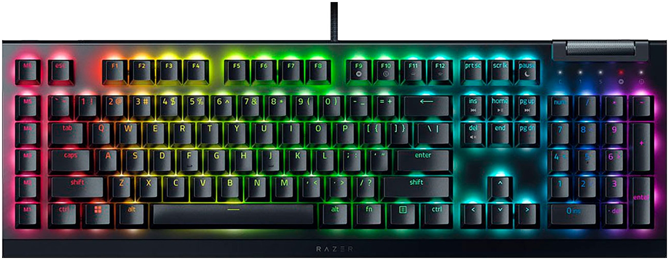 Image of RAZER Tastatur "BlackWidow V4 X - Grün Switch - DE" (Funktionstasten Lautstärkeregler Makro-Tasten Multimedia-Tasten Profil-Speicher USB-Anschluss Ziffernblock)
