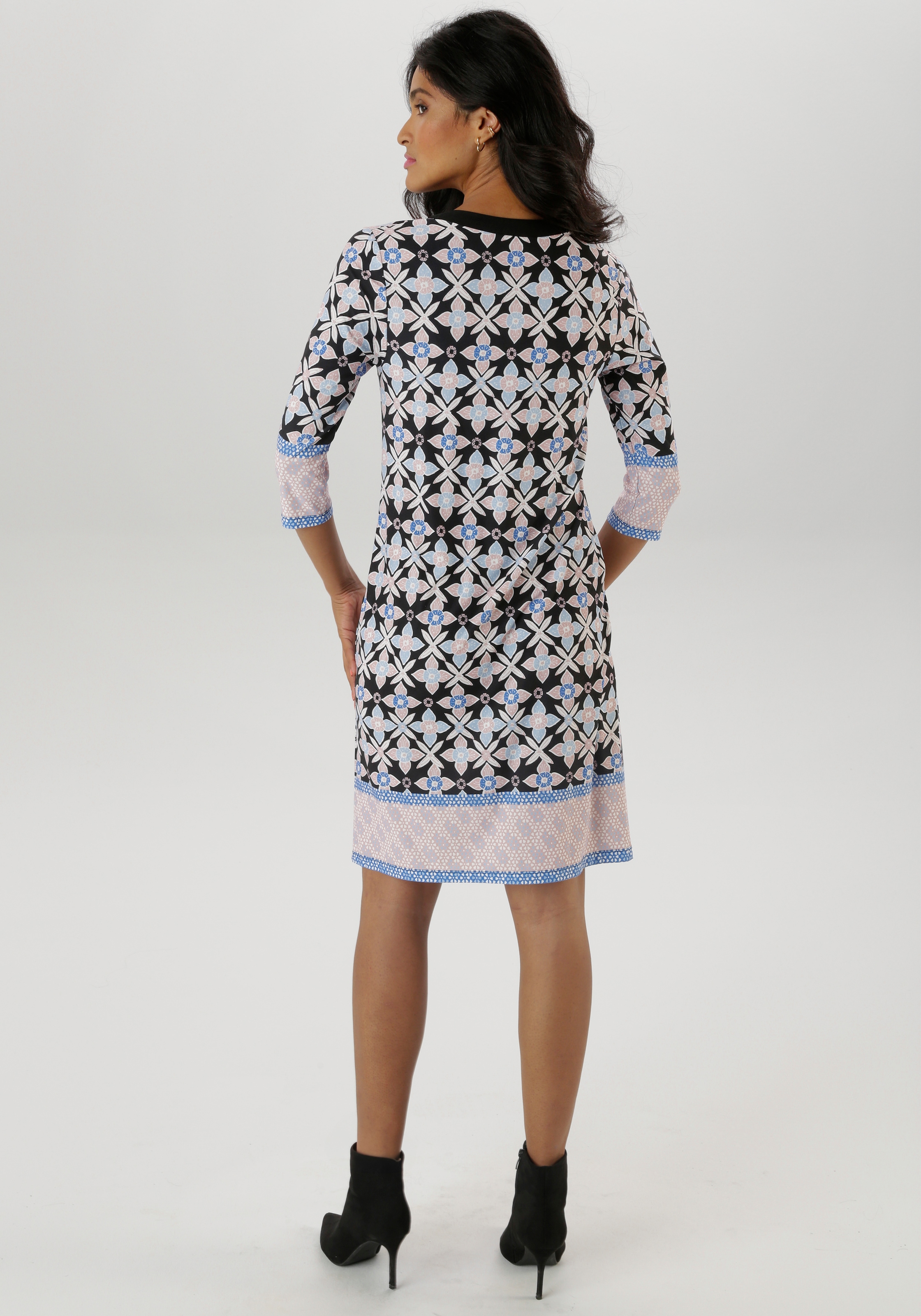 Aniston SELECTED Jerseykleid, mit verspielter Blümchen-Bordüre
