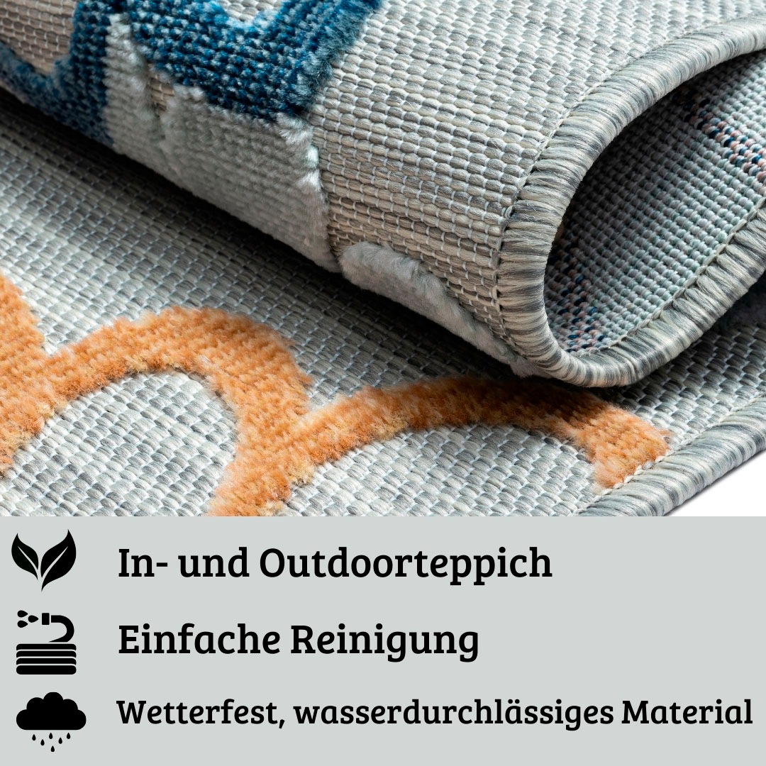 GOODproduct Tapis d'extérieur »Tamsin, LAGERRÄUMUNG« Rectangulaire 8 mm Höhe effet haut-bas, adapté intérieur et extérieur, terrasse & balcon
