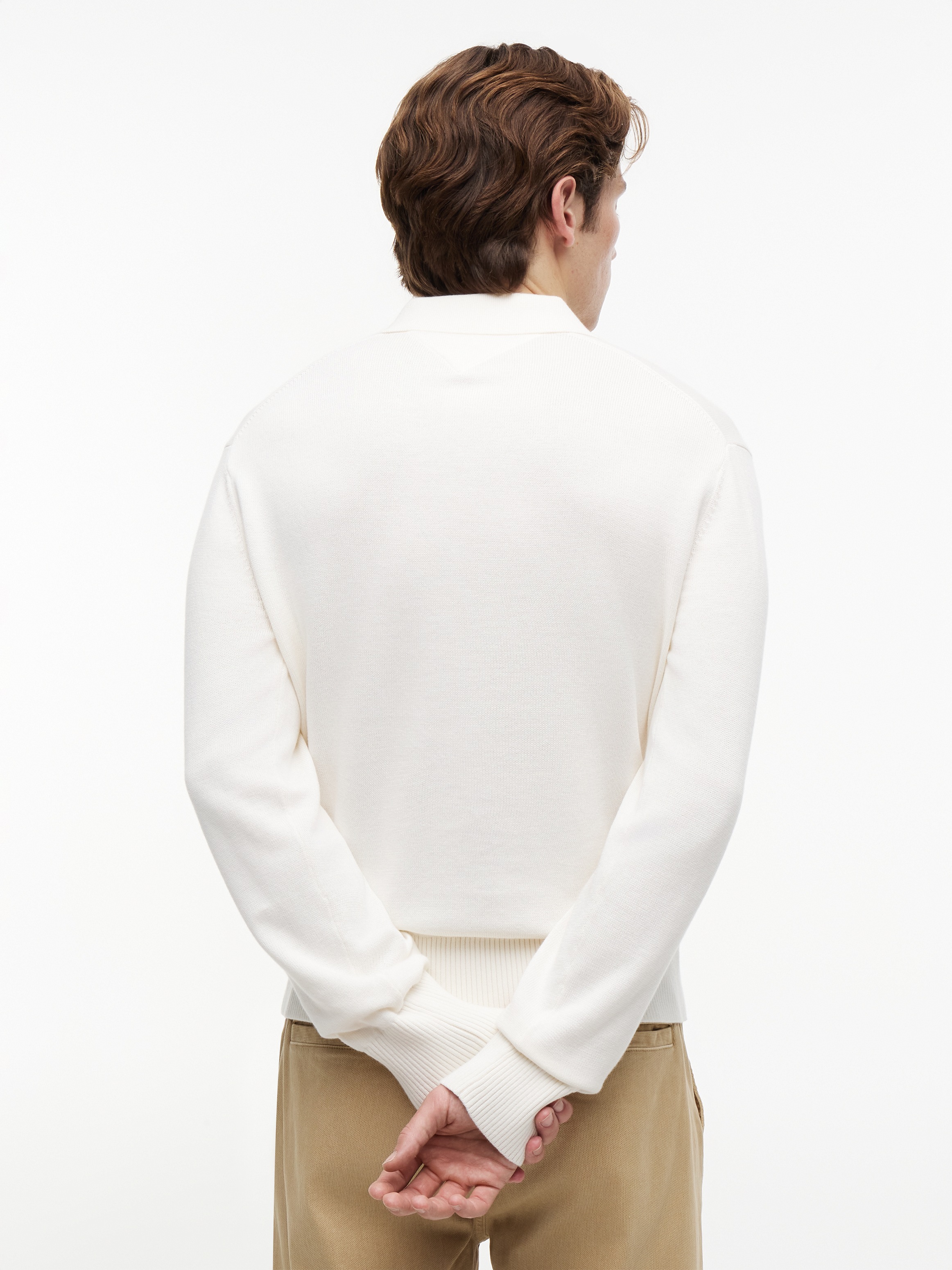 Tommy Jeans Pull à col polo »TJM SLIM ESSENTIAL POLO SWEATER« avec broderie du logo