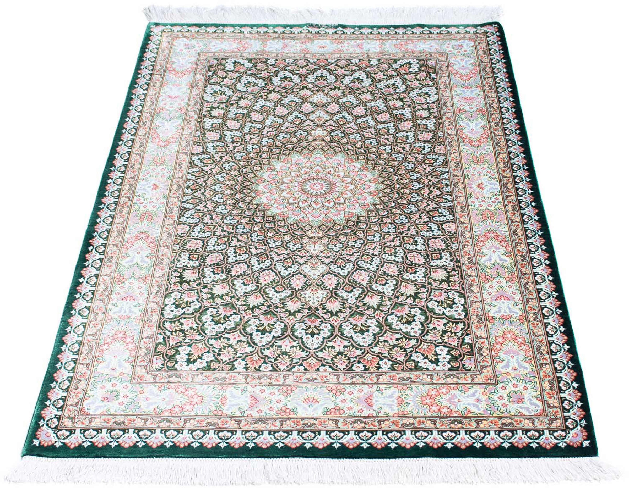 Image of morgenland Orientteppich »Perser - Ghom - 128 x 83 cm - grün«, rechteckig, 10 mm Höhe, Wohnzimmer, Handgeknüpft, Einzelstück mit Zertifikat bei Ackermann Versand Schweiz