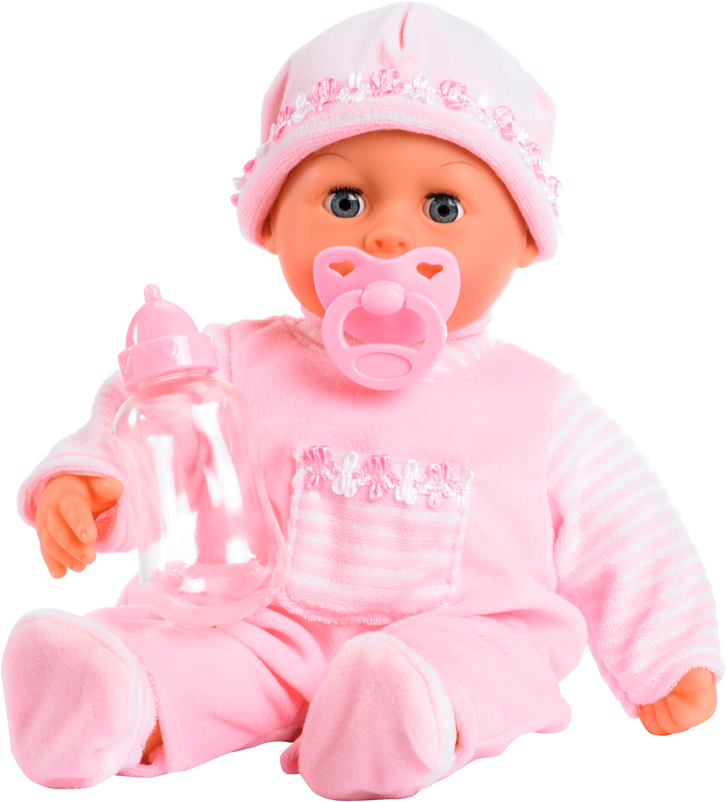 Bayer Babypuppe »First Words Baby, 38 cm rosa« mit Schlafaugen und Babygeräuschen