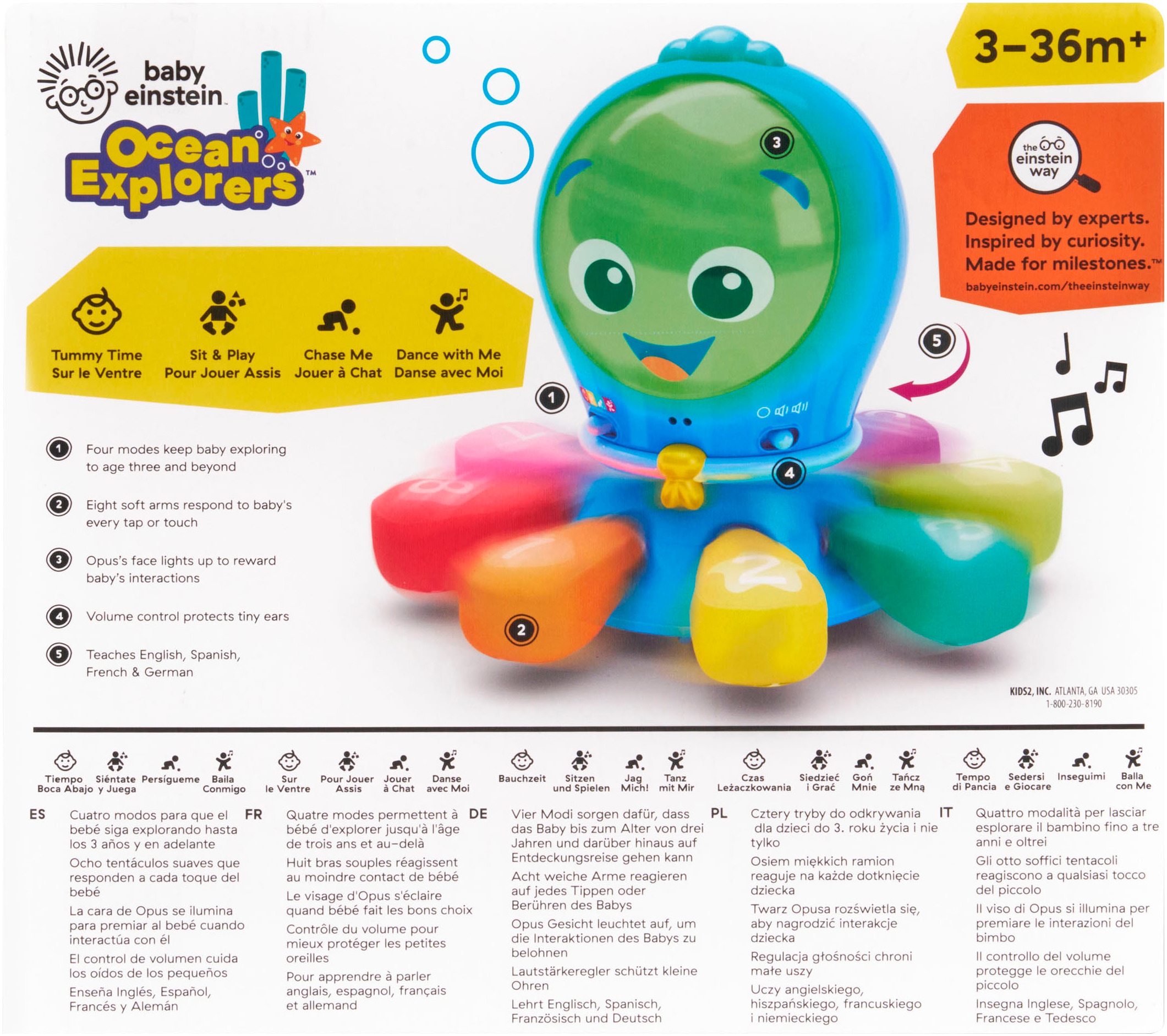 Baby Einstein Jouet de préhension »Go Opus Go™ 4-in-1 Crawl & Chase Pal« mit Sound