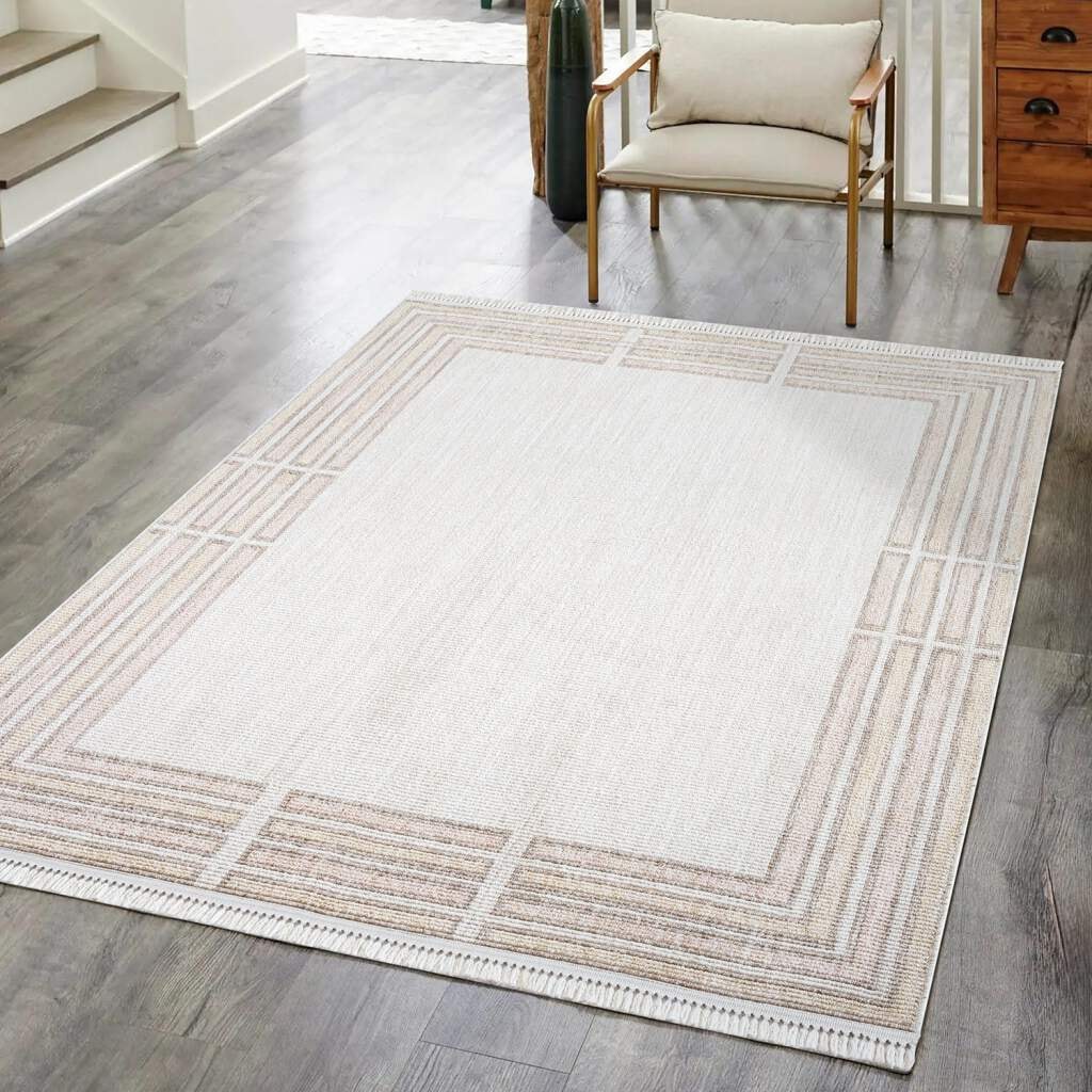 Image of Carpet City Teppich "CLASICO 9068" rechteckig 11 mm Höhe Läufer, Kurzflor, Hochtief-Muster, Boho, Fransen, Wohnzimmer
