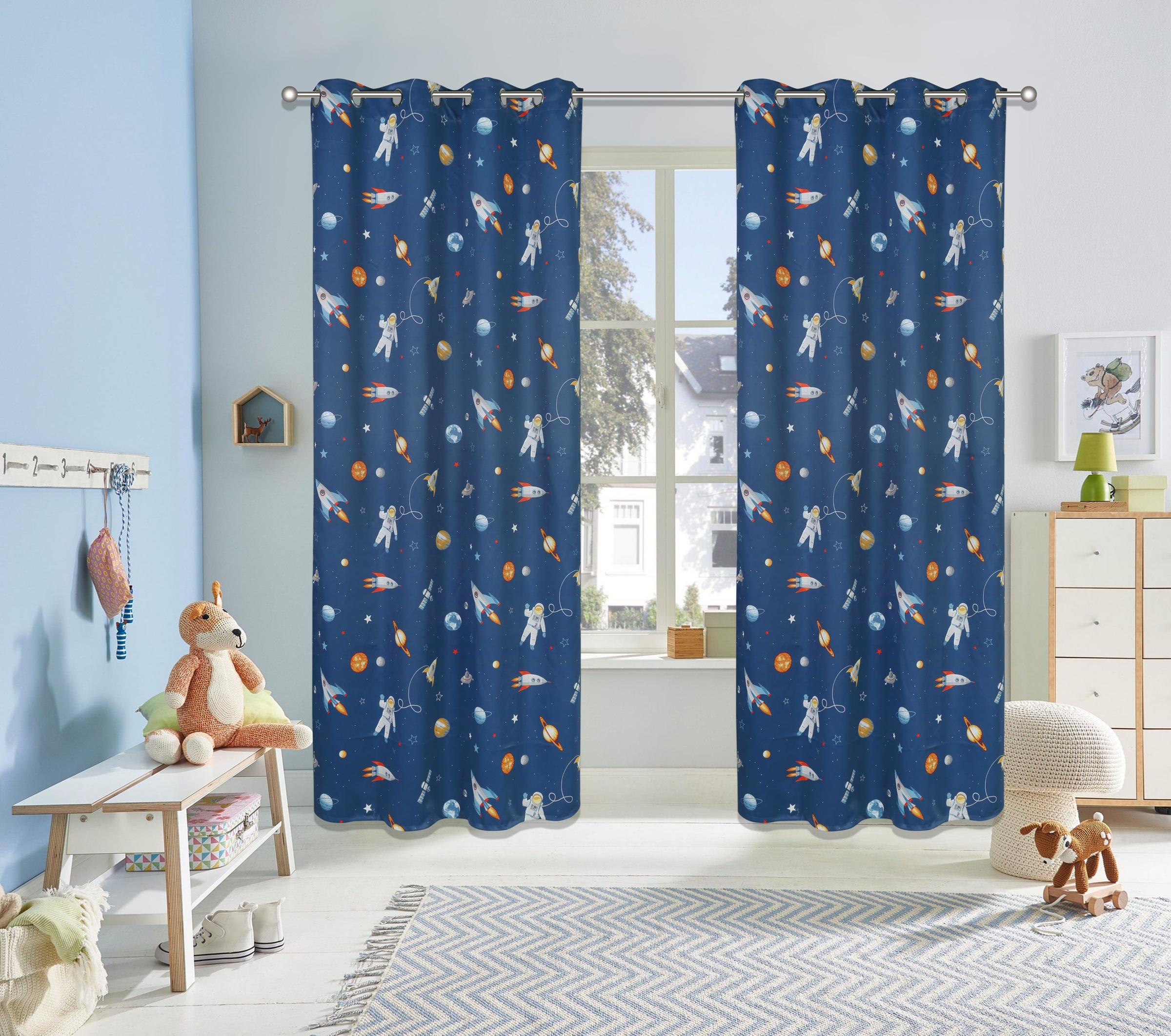Image of Lüttenhütt Verdunkelungsvorhang »Weltall«, (1 St.), Kindergardine, bedruckt, blickdicht, gewebt, verschiedene Grössen bei Ackermann Versand Schweiz