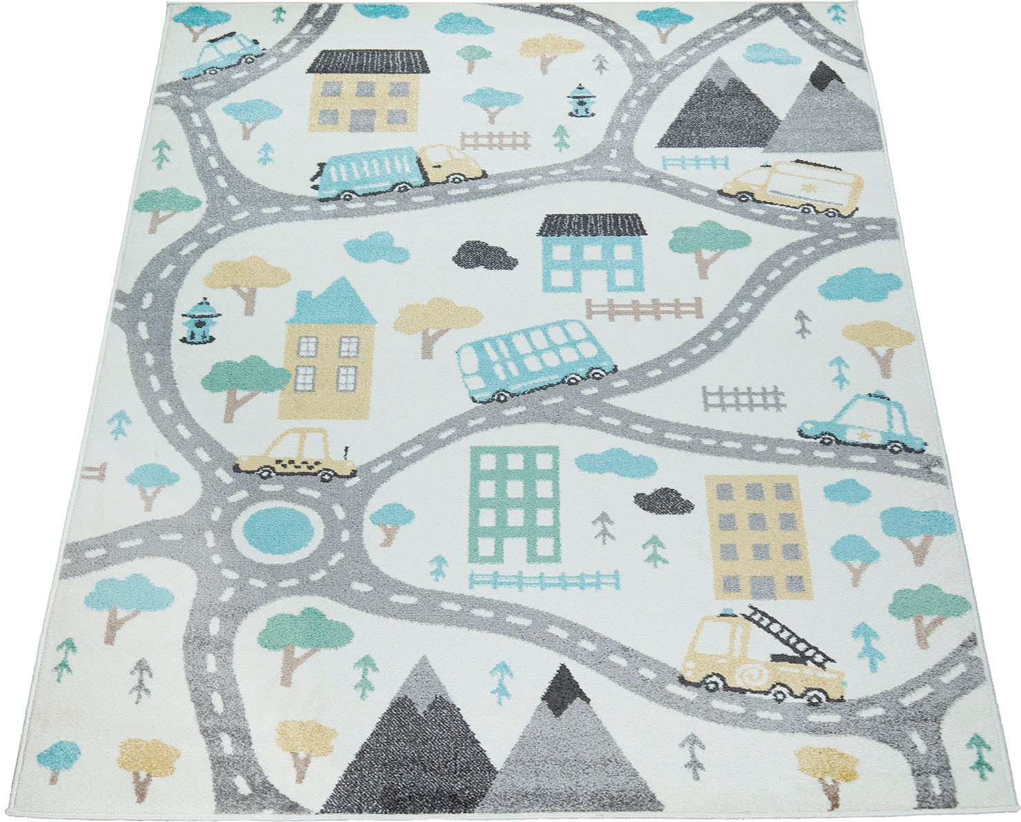 Image of Paco Home Kinderteppich "Nino 885" rechteckig 13 mm Höhe Kurzflor, Strassen-Spiel-Teppich, Kinderzimmer