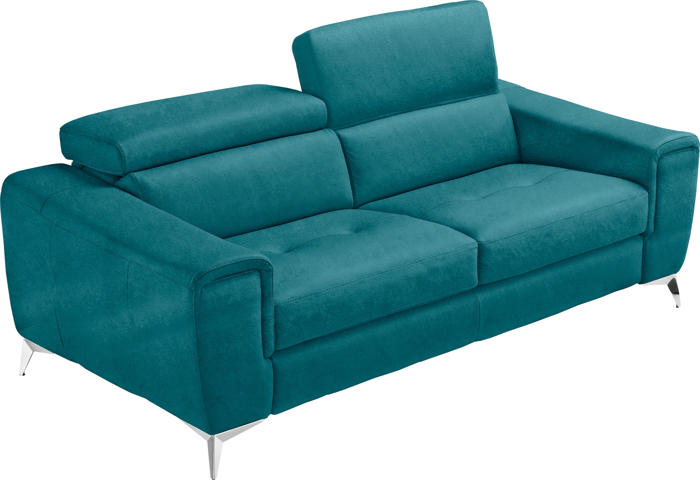 Image of Egoitaliano Schlafsofa "Francine Designsofa, Loungesofa mit Dauerschlaffunktion, Breite 233 cm" mit Bettfunktion, Luxus-Microfaser BLUSH, teal, Fussfarbe chrom