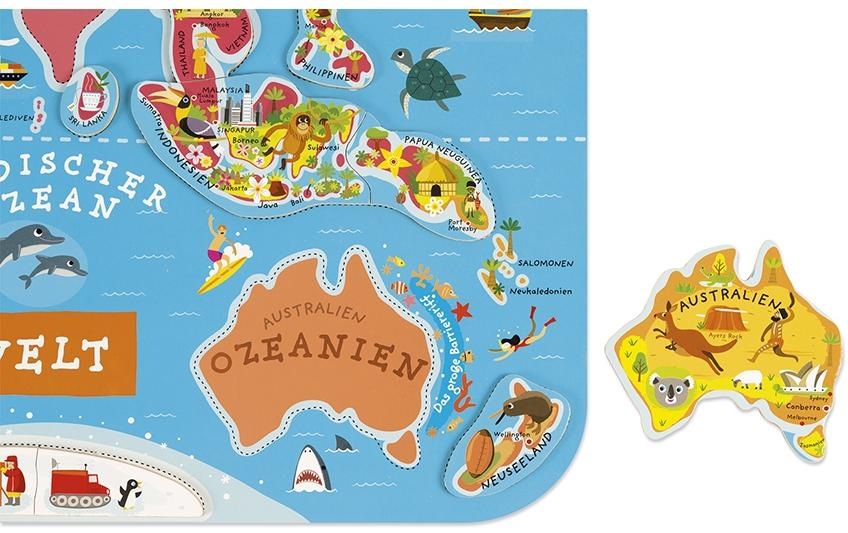 Janod Puzzle »Janod Holz-Puzzle Magnetpuzzle Welt«, (92 tlg.)
