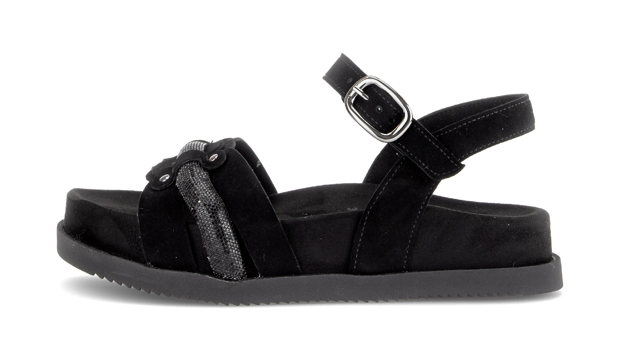 Gabor Sandalette  Riemchensandale, Sommerschuh mit glänzendem Schmuckriegel