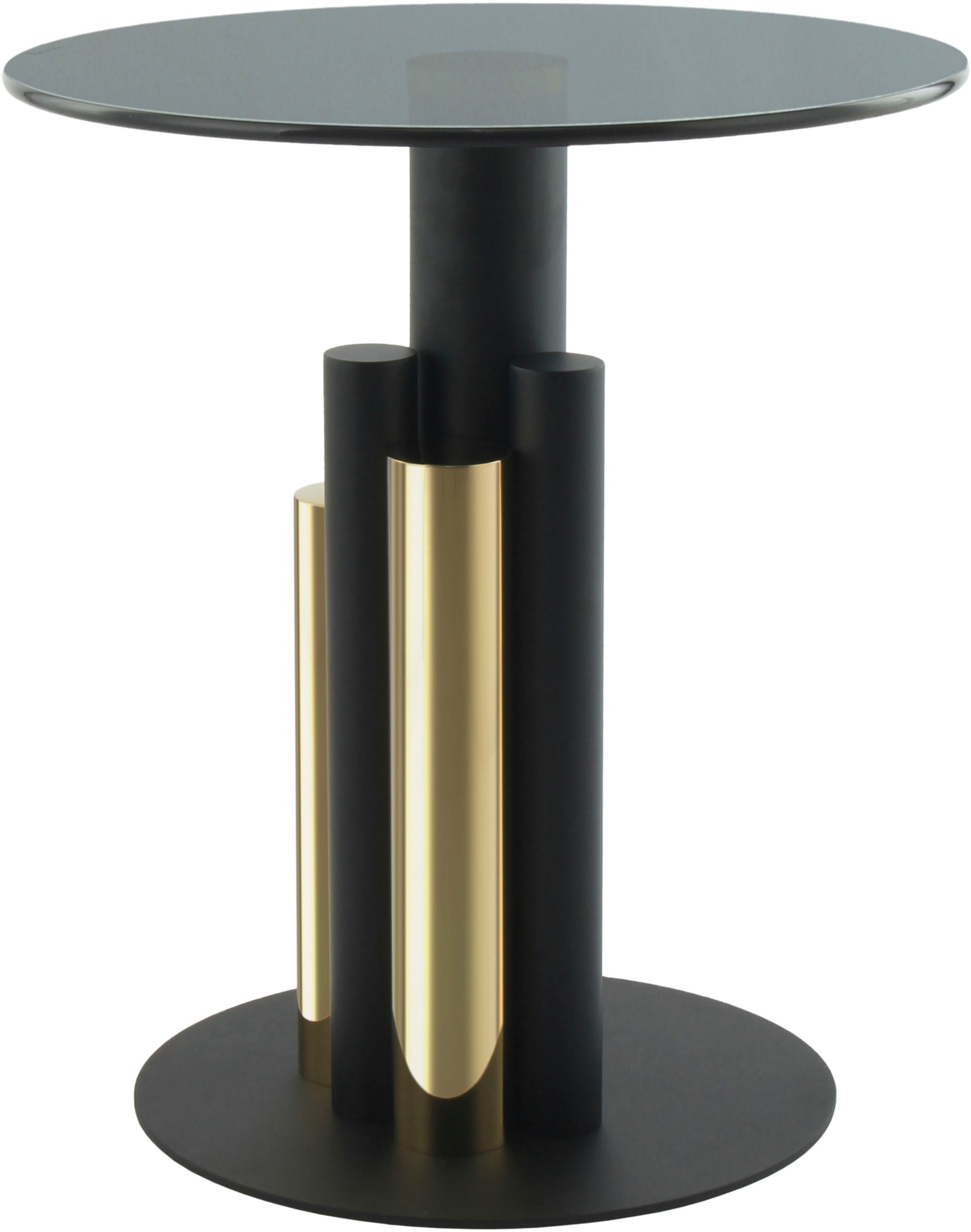 Image of Kayoom Beistelltisch "Ontario 225, Runde Glasplatte aus Sicherheitsglas, 100% Edelstahl" 1 Stk. tlg. Modernes Design, zweifarbiges Säulengestell, Eyecatcher Element