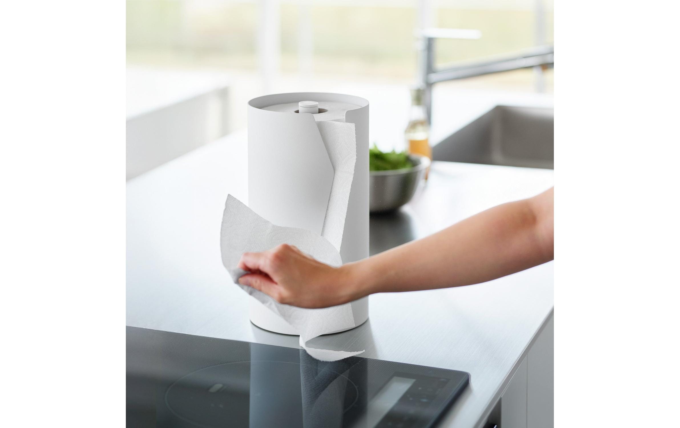 Yamazaki Porte-rouleau de cuisine »Tower 16 x 16 x 30.2 cm« Runder Küchenrollenhalter aus Stahl mit beschwerter Basis