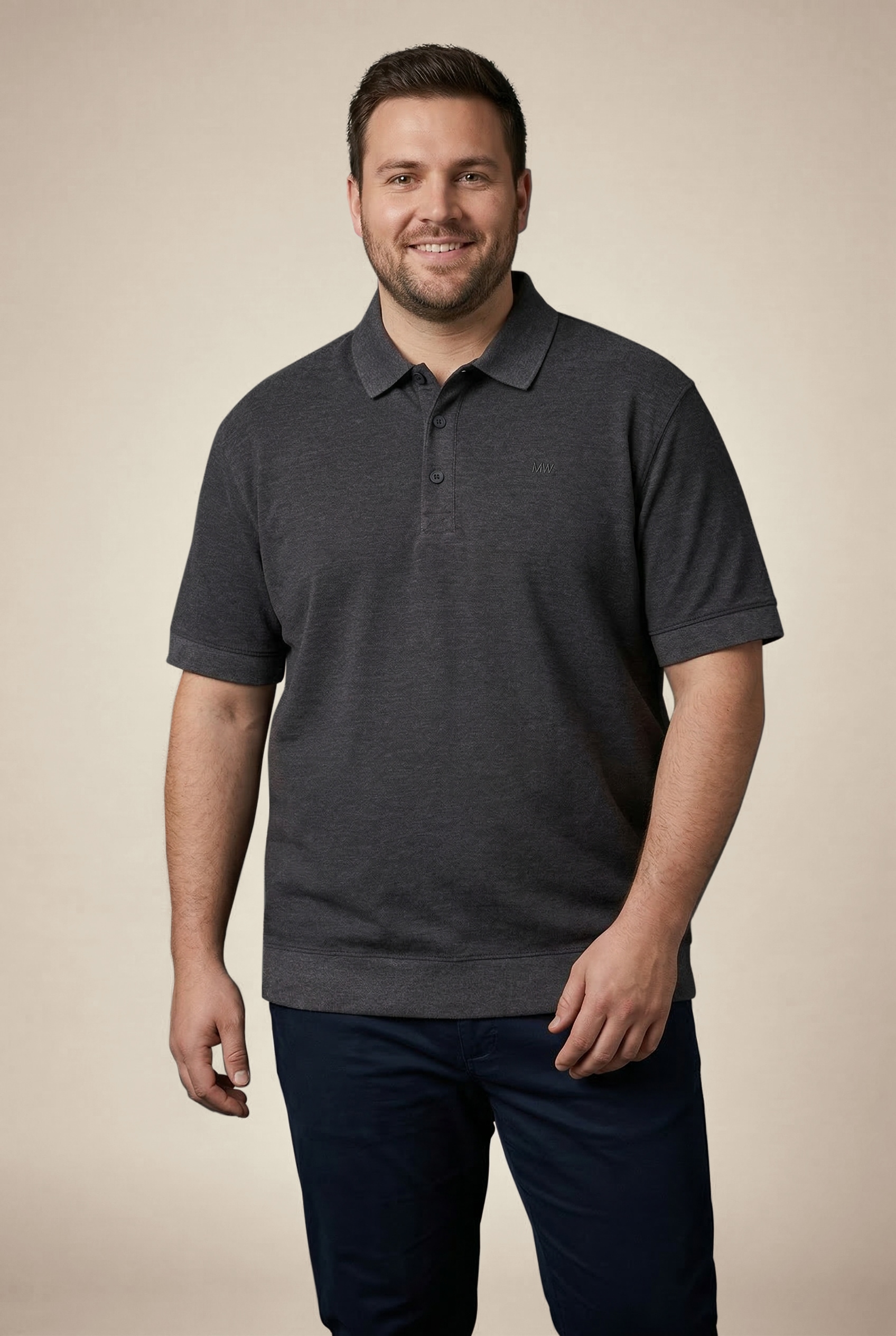 Image of Mans World Plus Poloshirt "auch in Grosse Grössen bis Gr. 7XL Bauch-Fit" Regular Fit Passform, Kurzarm, unifarben, aus Piqué-Material