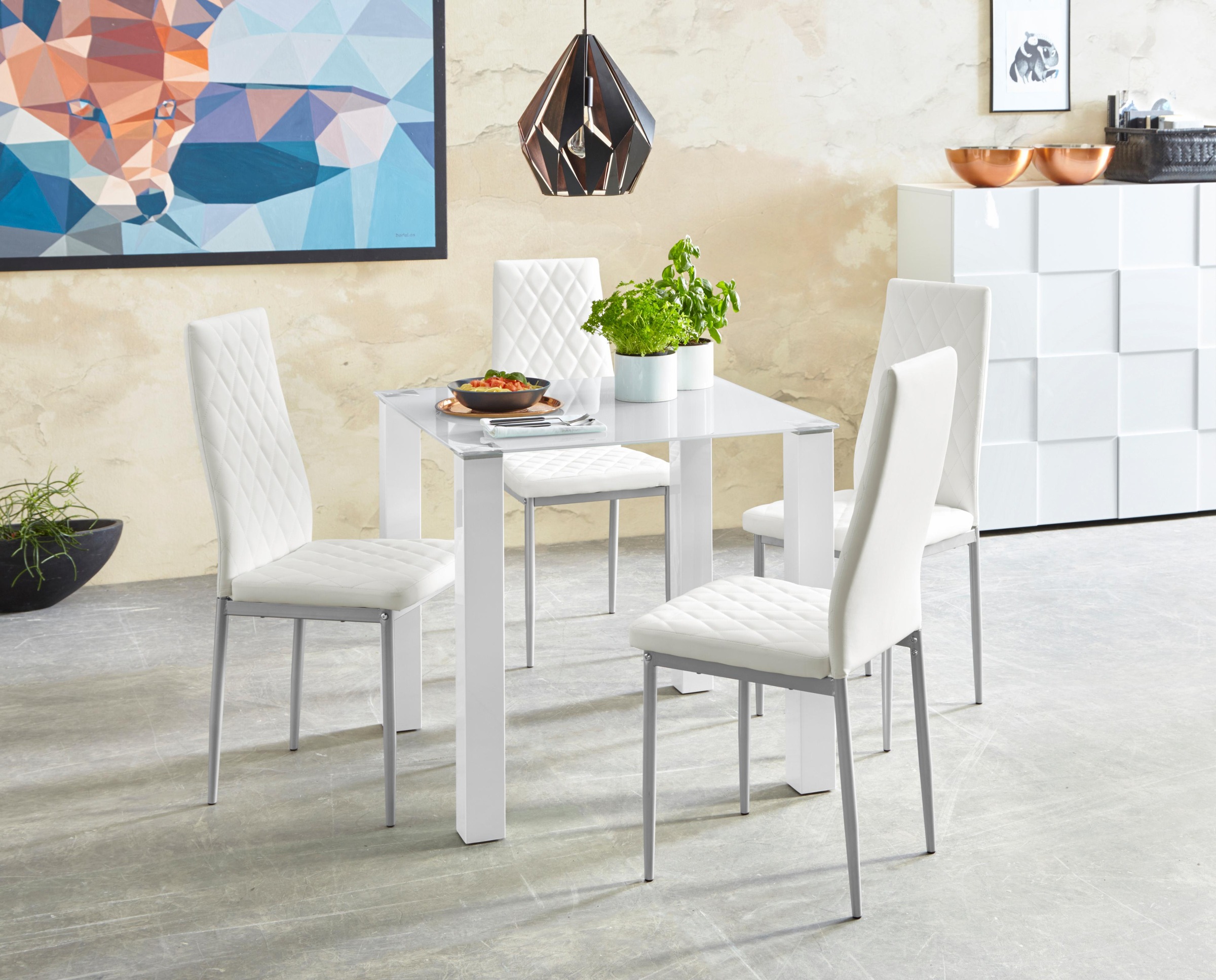Image of GOODproduct Essgruppe Set, 5 Stk. tlg. mit Glastisch, Breite 80 cm