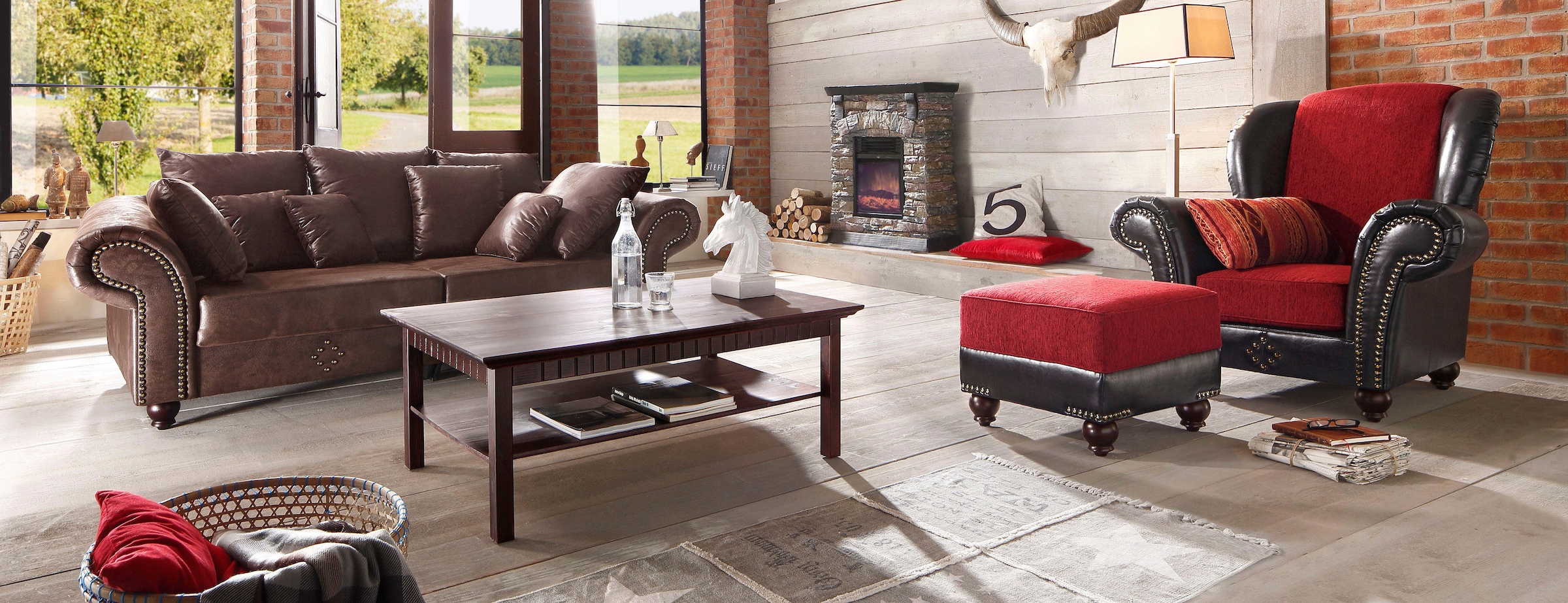 Home affaire Big-Sofa »King George Mega Sofa, viel Platz, Federkern, Ziernägel«