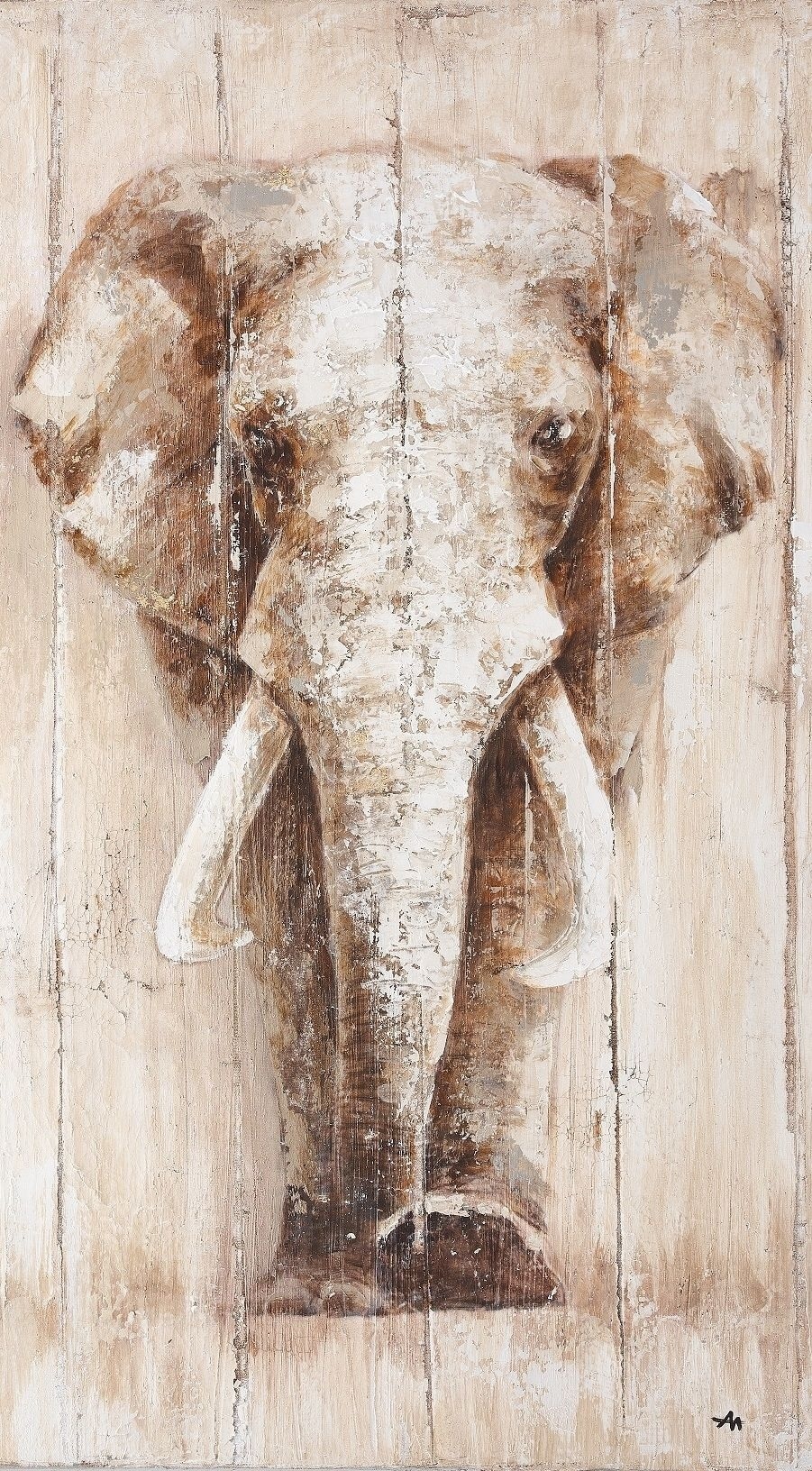 Image of Bönninghoff Ölgemälde "handarbeit ELEFANT 40x80 cm – Wandbild Kunst Deko modern" Afrika Elefant Elefanten Elefanten Bilder Kunst Tiere 1 Stk. tlg. handgefertigt, jedes Bild ein Unikat