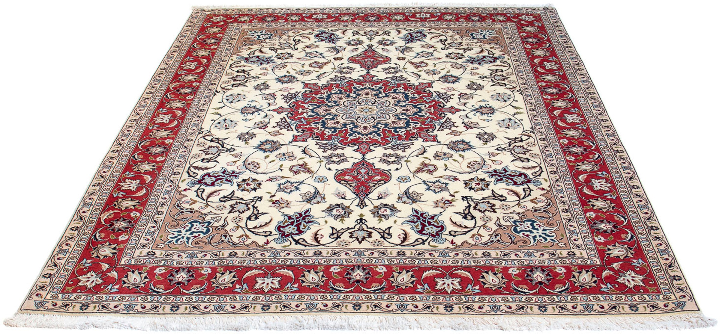 Image of morgenland Orientteppich »Perser - Täbriz - Royal - 191 x 156 cm - beige«, rechteckig, 7 mm Höhe, Wohnzimmer, Handgeknüpft, Einzelstück mit Zertifikat bei Ackermann Versand Schweiz