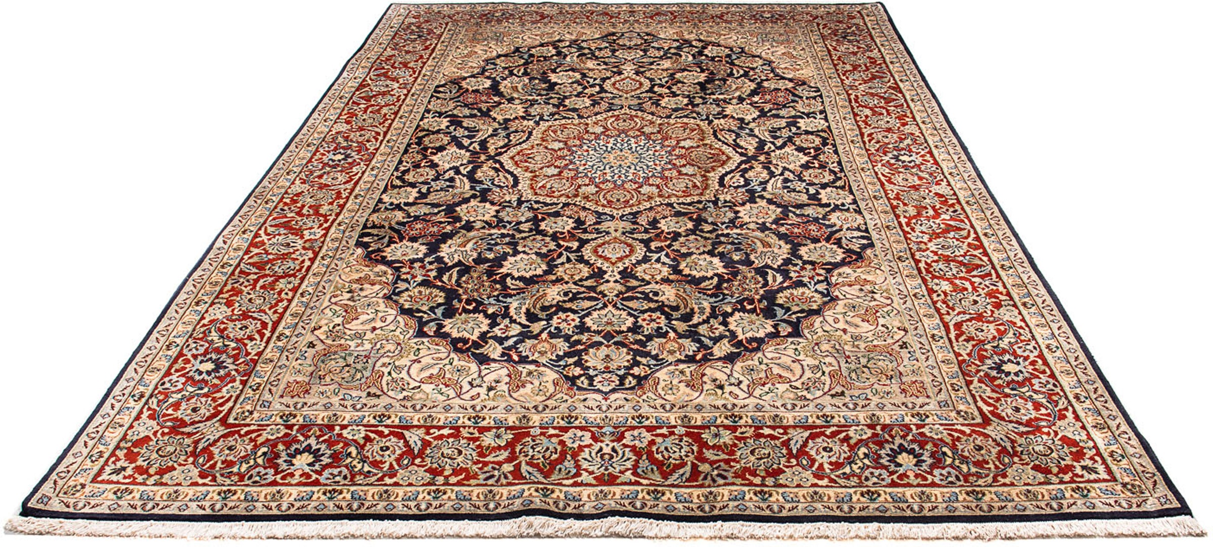 Image of morgenland Orientteppich »Perser - Classic - 300 x 196 cm - dunkelblau«, rechteckig, 10 mm Höhe, Wohnzimmer, Handgeknüpft, Einzelstück mit Zertifikat bei Ackermann Versand Schweiz