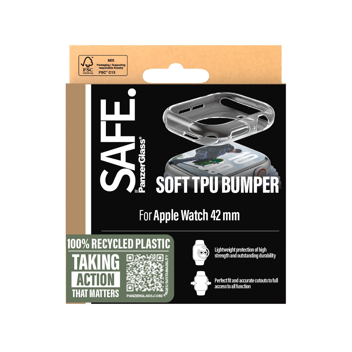 SAFE by PanzerGlass Handyhülle »TPU Bumper für Apple Watch 10 42mm«, Backcover, Schutzhülle, Handyschutzhülle, Case, Schutzcase, stossfest