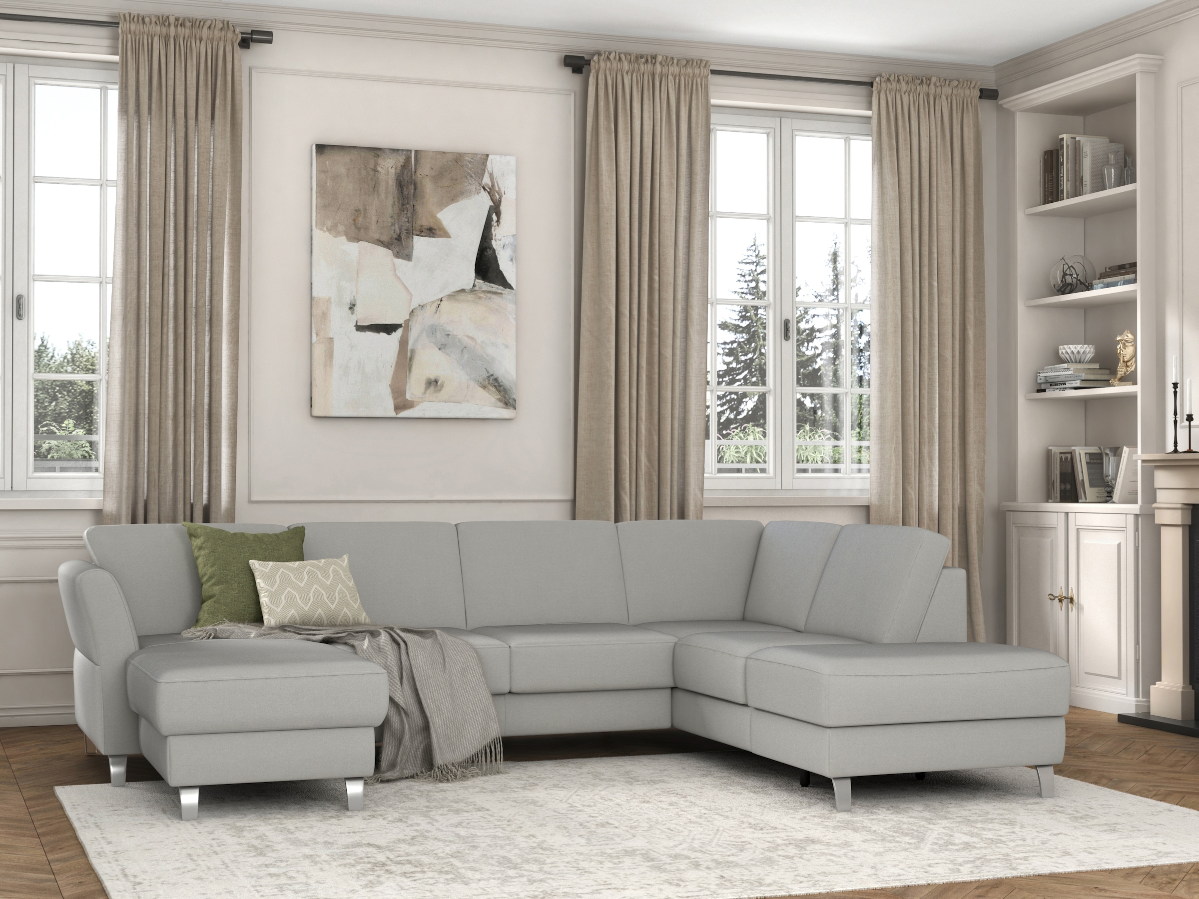 sit&more Wohnlandschaft »Visby U-Form«, Wahlweise mit Bettfunktion und Stauraum, frei im Raum stellbar