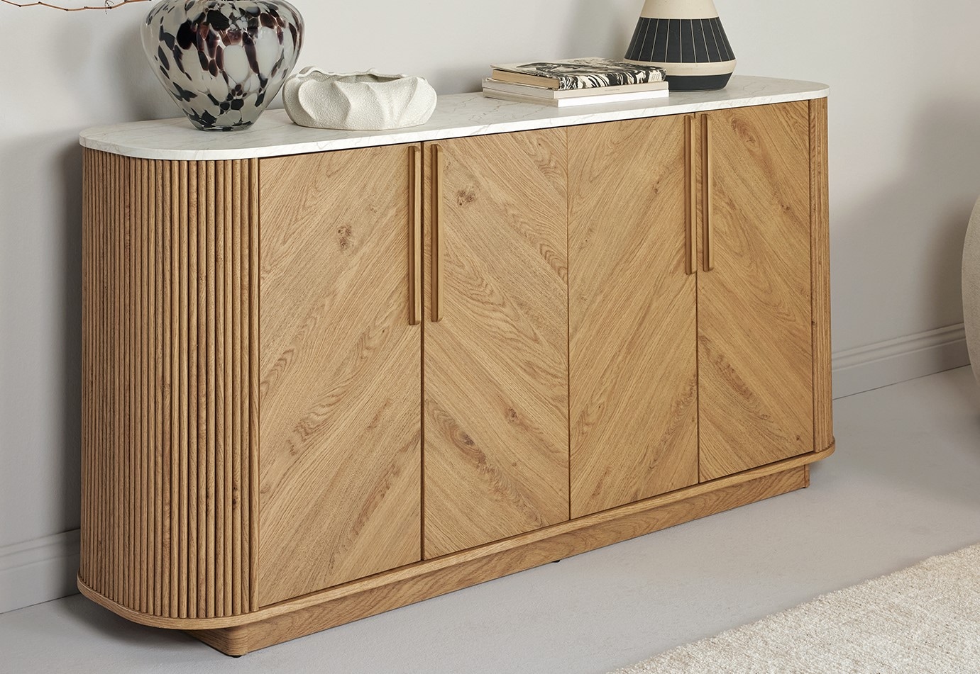 Jahnke Sideboard »ARROW SB 160« 1 Stk. tlg. Sideboard, abgerundet, Fischgrät-Muster, Breite 159,5 cm