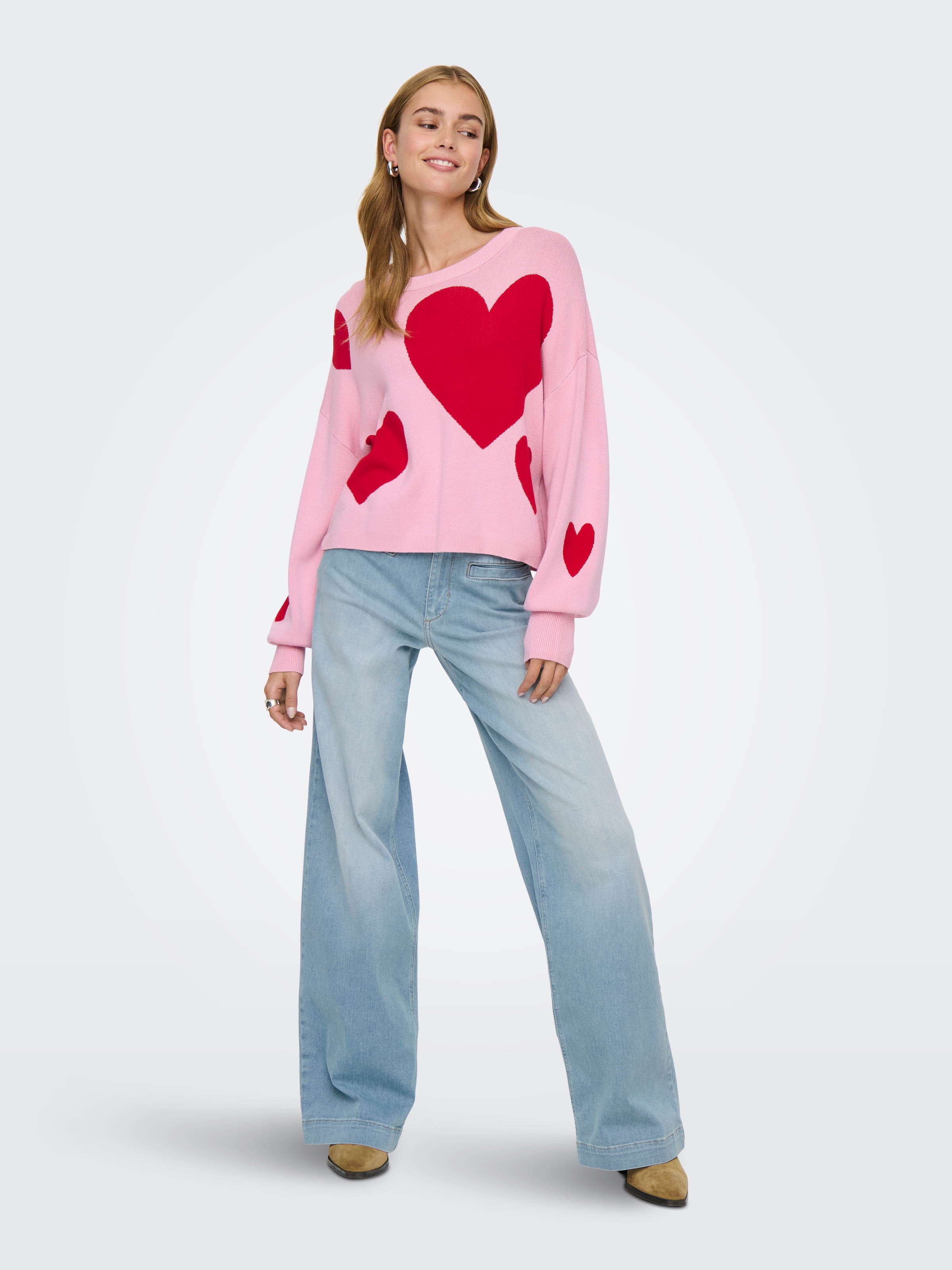 ONLY Pull en tricot »ONLMONTANA LS JQ O-NECK CC KNT« mit Rippbündchen