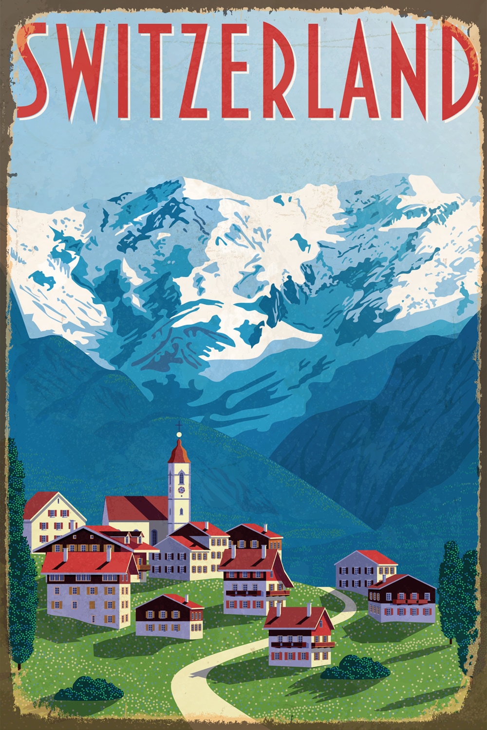 Image of queence Metallbild "SWITZERLAND 2.0" Schweiz Blechschilder