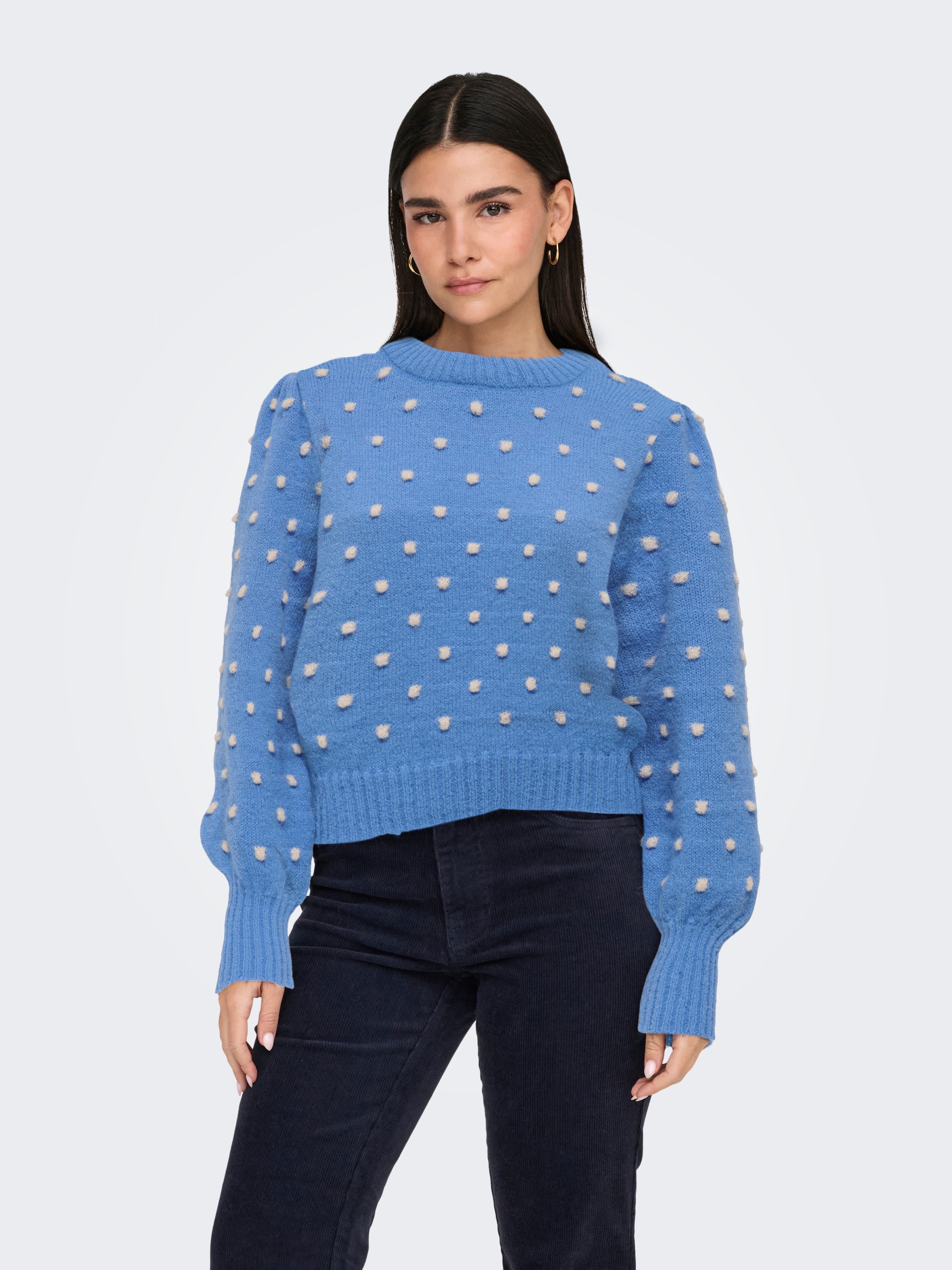 Image of JDY Rundhalspullover "JDYSIGRID LIFE L/S ON PUFF PULL KNT NOOS" in gepunkteter Optik