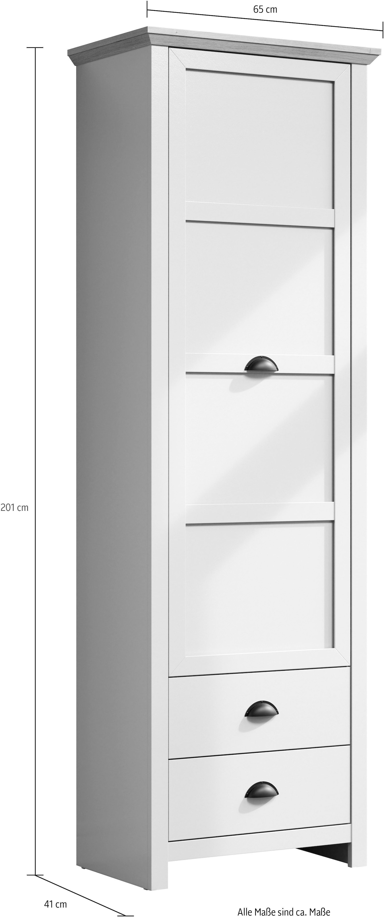 Home affaire Armoire vestiaire »Herzwill« Kleiderschrank, grau, Eiche, Kleiderstange, B/H/T ca.: 65/201/41 cm
