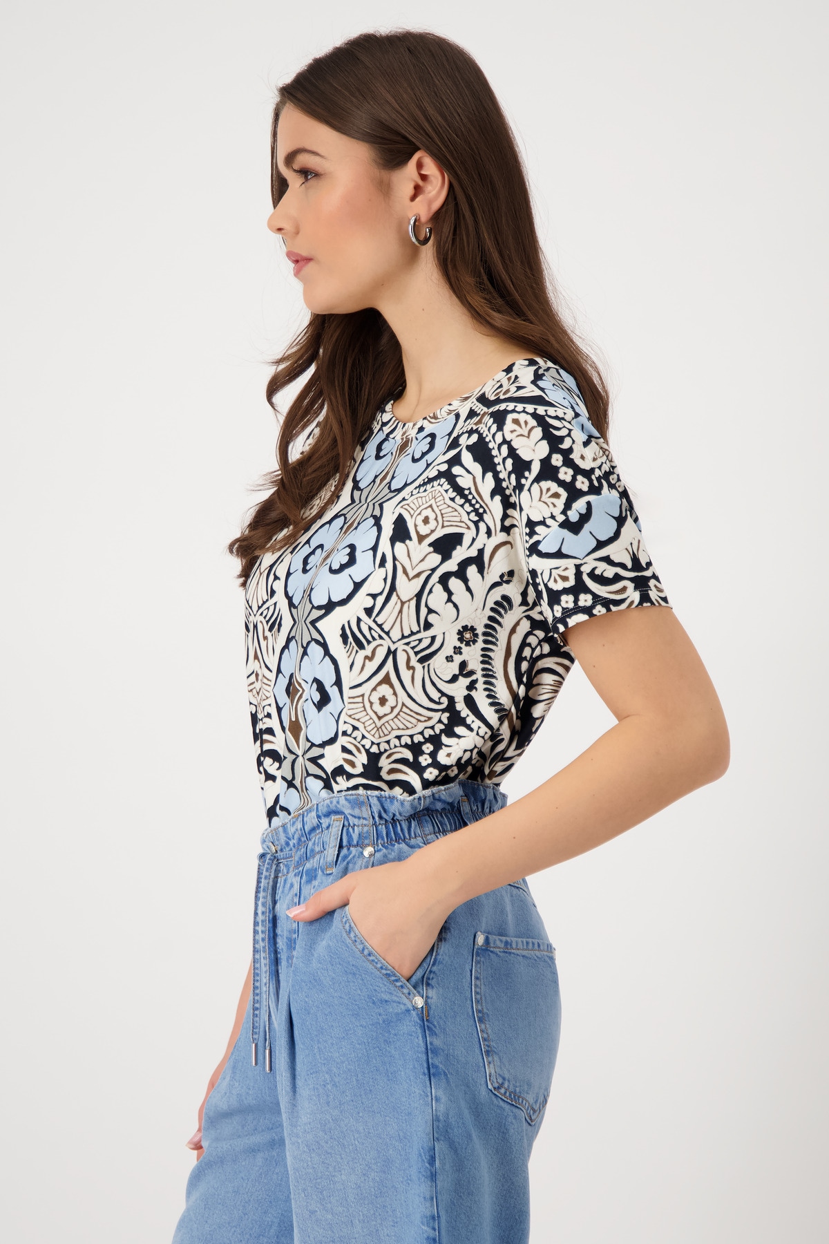 Monari Rundhalsshirt, mit Alloverprint