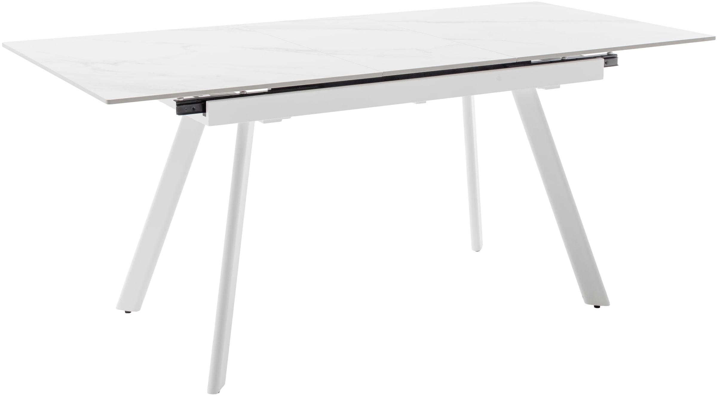 MCA furniture Esstisch »PARENZO Auzugtisch 140-180 cm weiss marmoriert - bis 8 Personen«, (1 St.), Keramik, Metall weiss, Synchronauszug, ausziehbar, 6-8 Personen