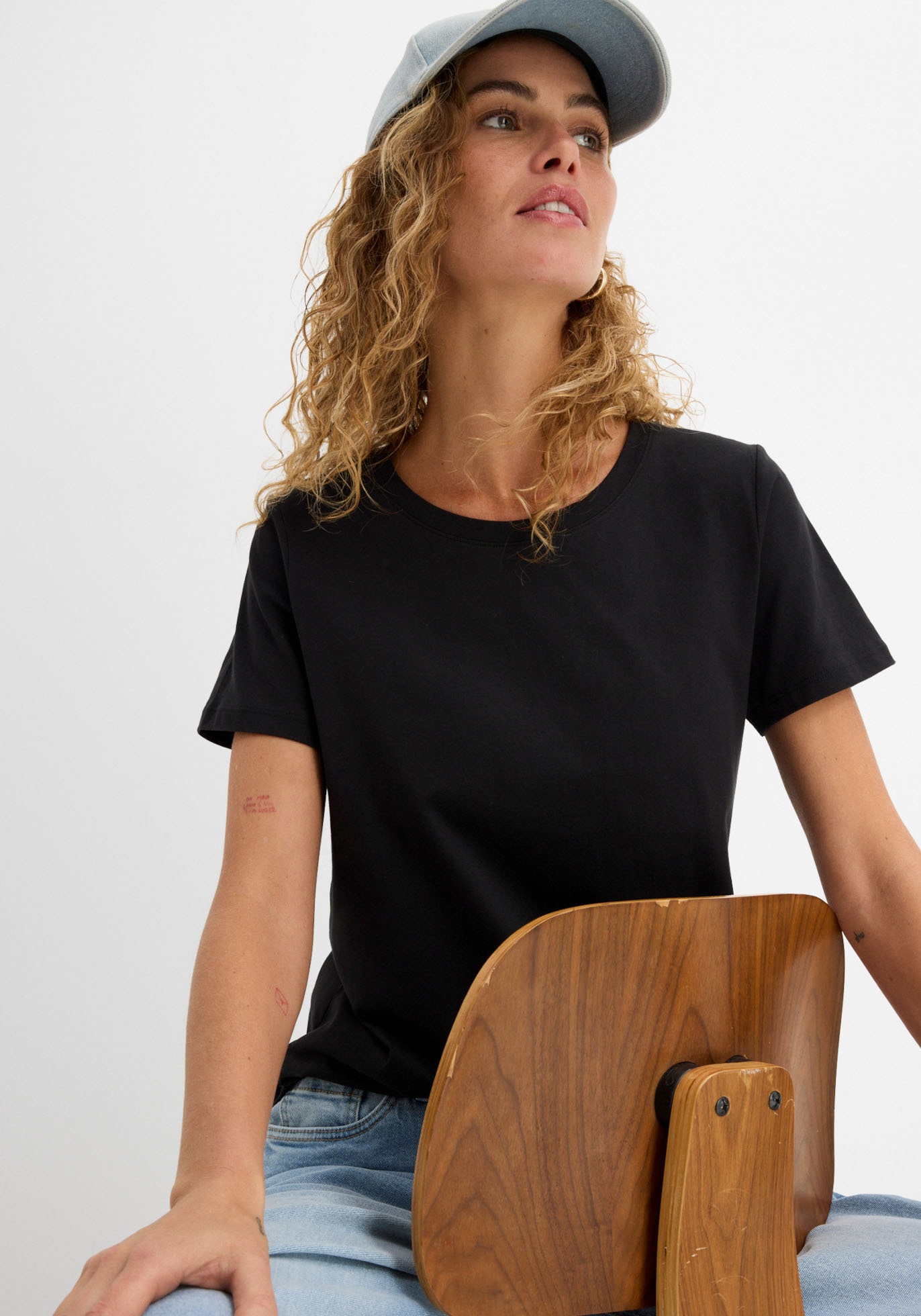 bonprix T-shirt Paquet, 2 cuis lockere Passform, Kurzarm, Rundhalsausschnitt, aus Baumwolle