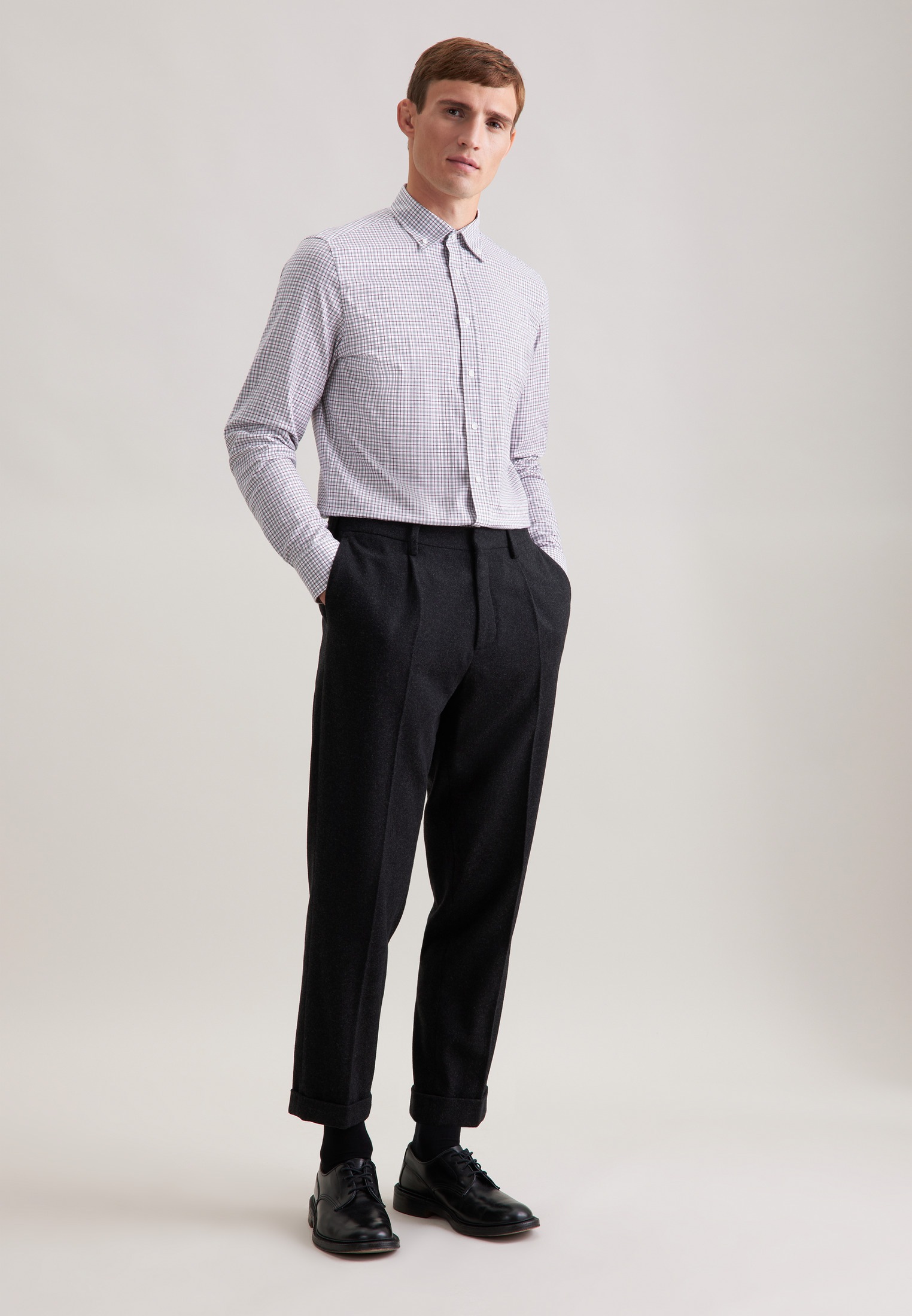 seidensticker Chemise en flanelle »Schwarze Rose« Slim 1/1 Button-Down-Kragen Karo