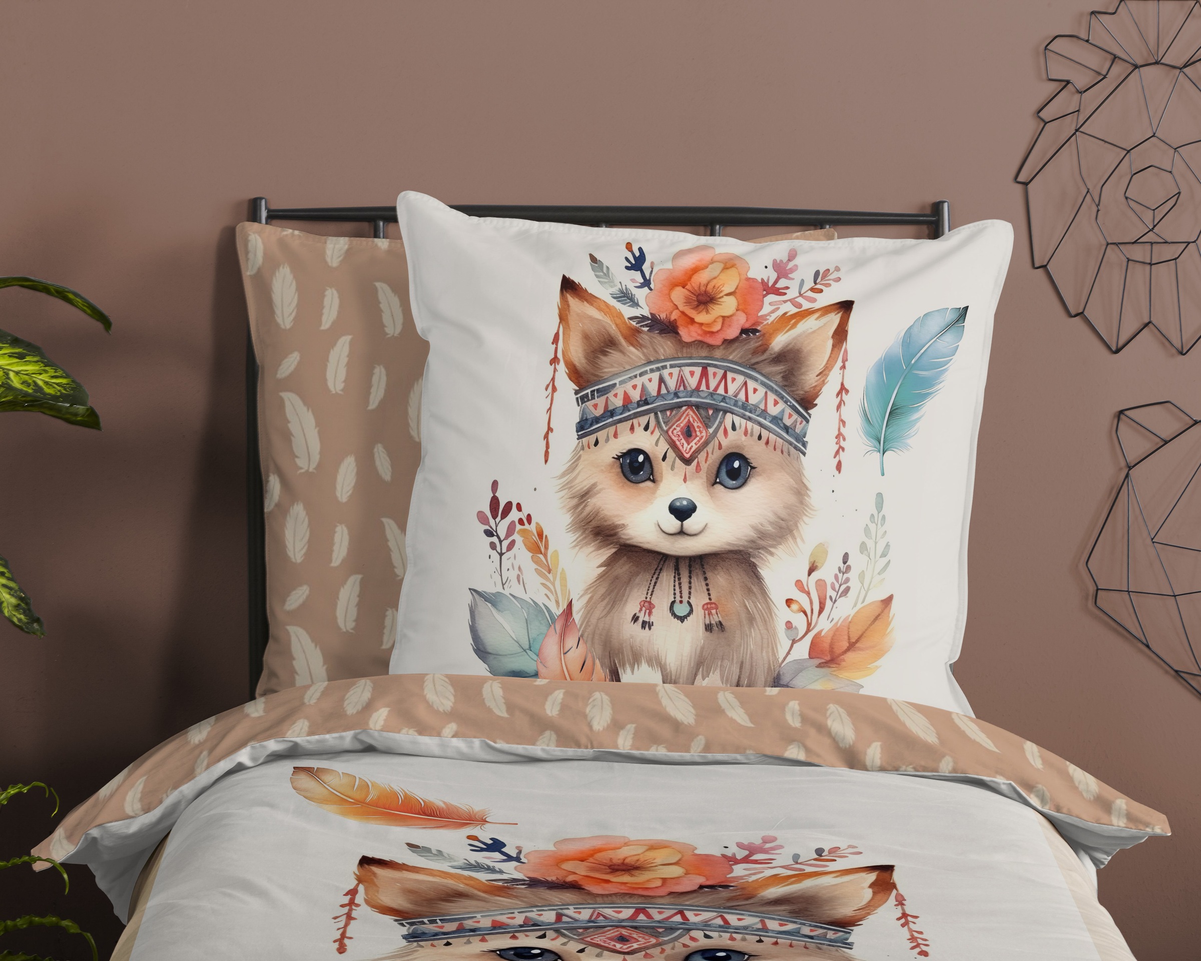 good morning Kinderbettwäsche »Hay«, Baumwolle, 135x200, Reissverschluss, Wendeoptik, Kind, Fuchs, Boho Sand
