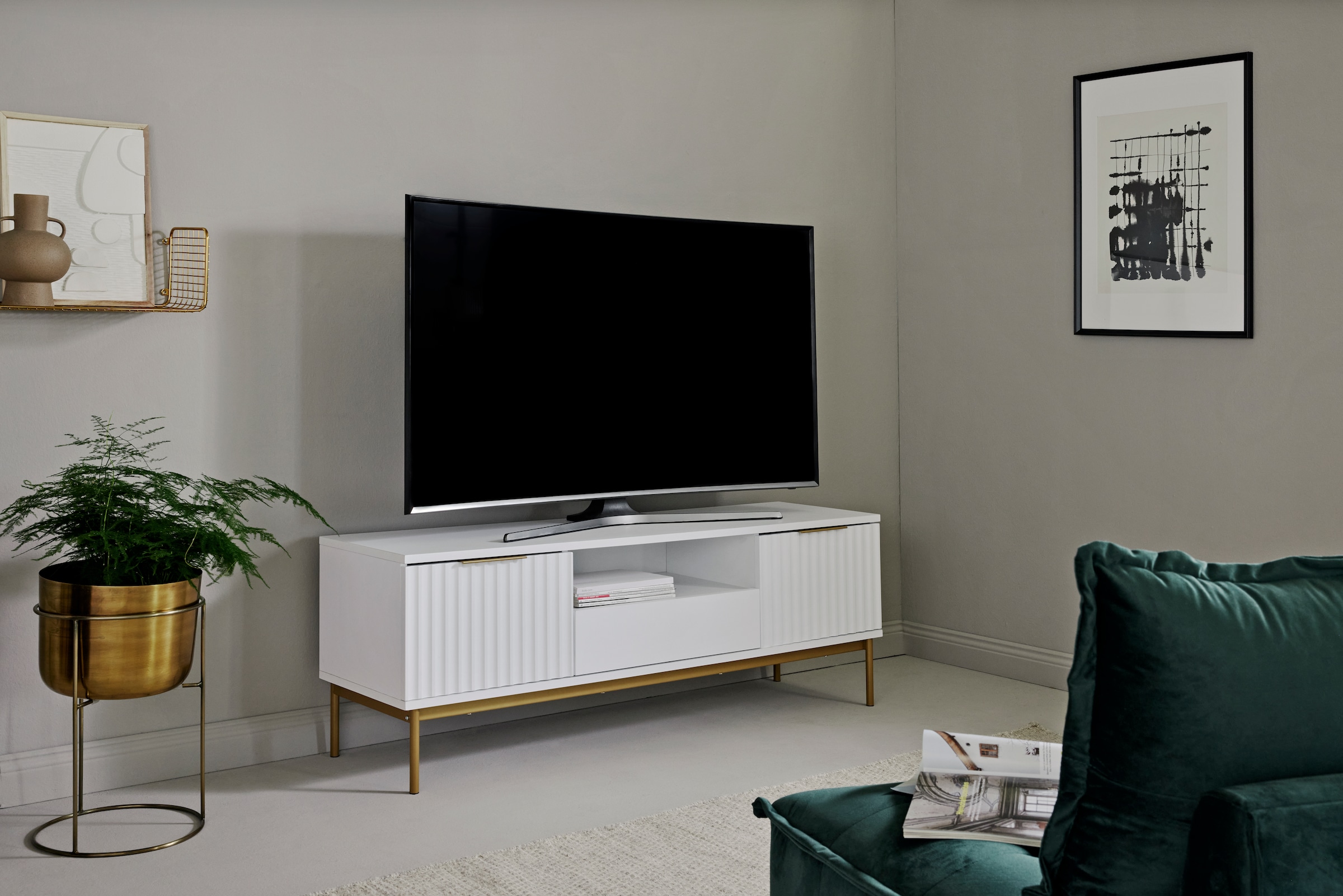 Jahnke TV-Board »CARVE TV 140« 1 Stk. tlg. Edle Gold-Applikationen, Fronten in Wellendesign, 140 cm