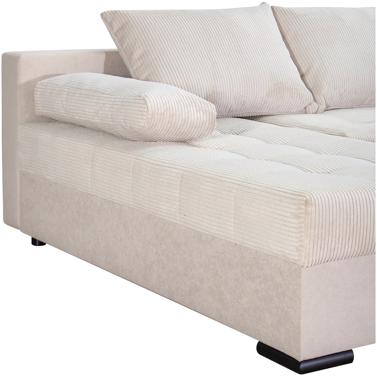 COLLECTION AB Wohnlandschaft »Josy, U-Form, Schlafsofa mit Bettkasten«, (Cord-/Mix), flexible Recamiere, Breite: 269cm, inklusive Rückenkissen, Cord/Mix
