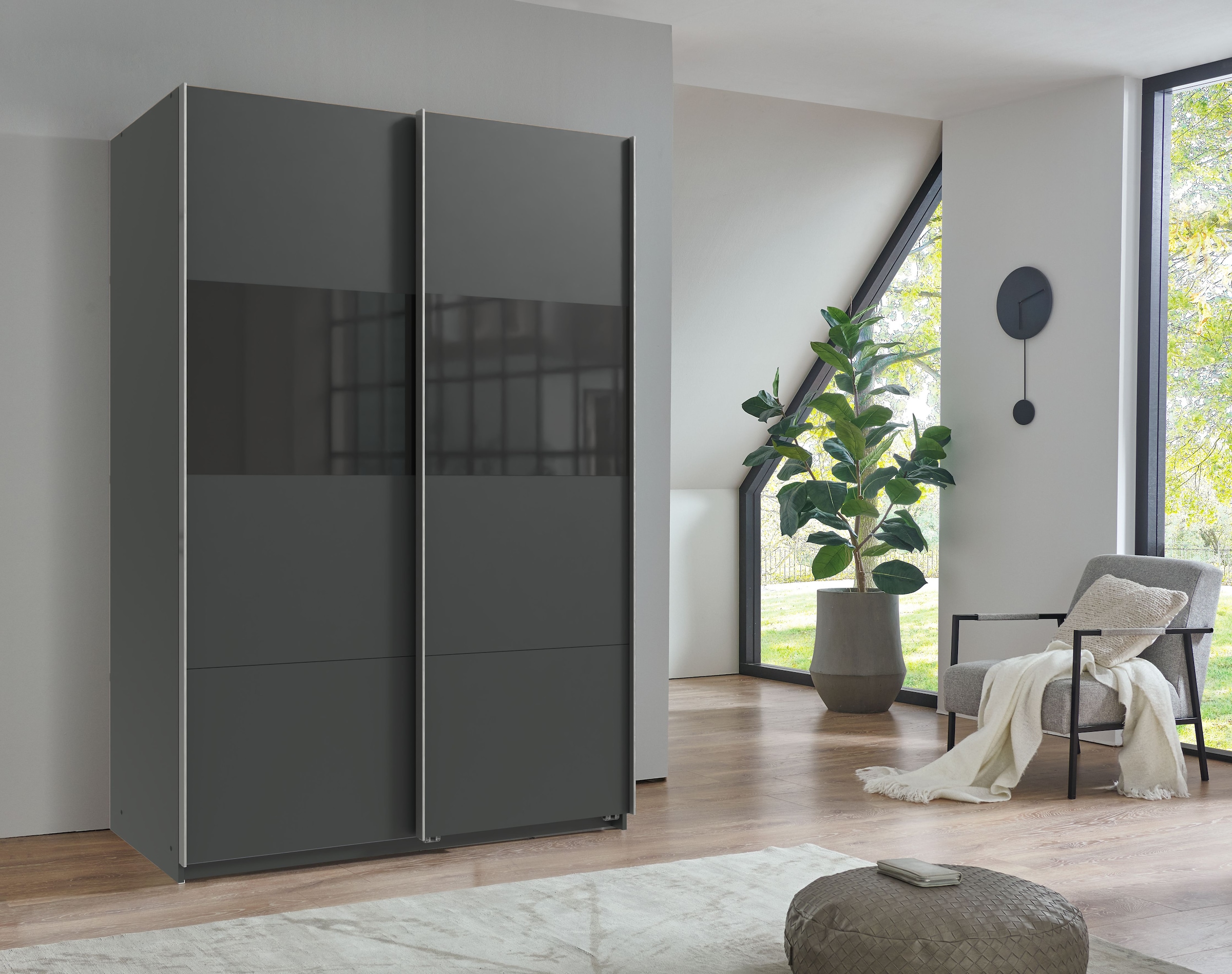 Wimex Armoire à portes coulissantes »Bramfeld Kleiderschrank« avec éléments en verre et tablettes supplémentaires