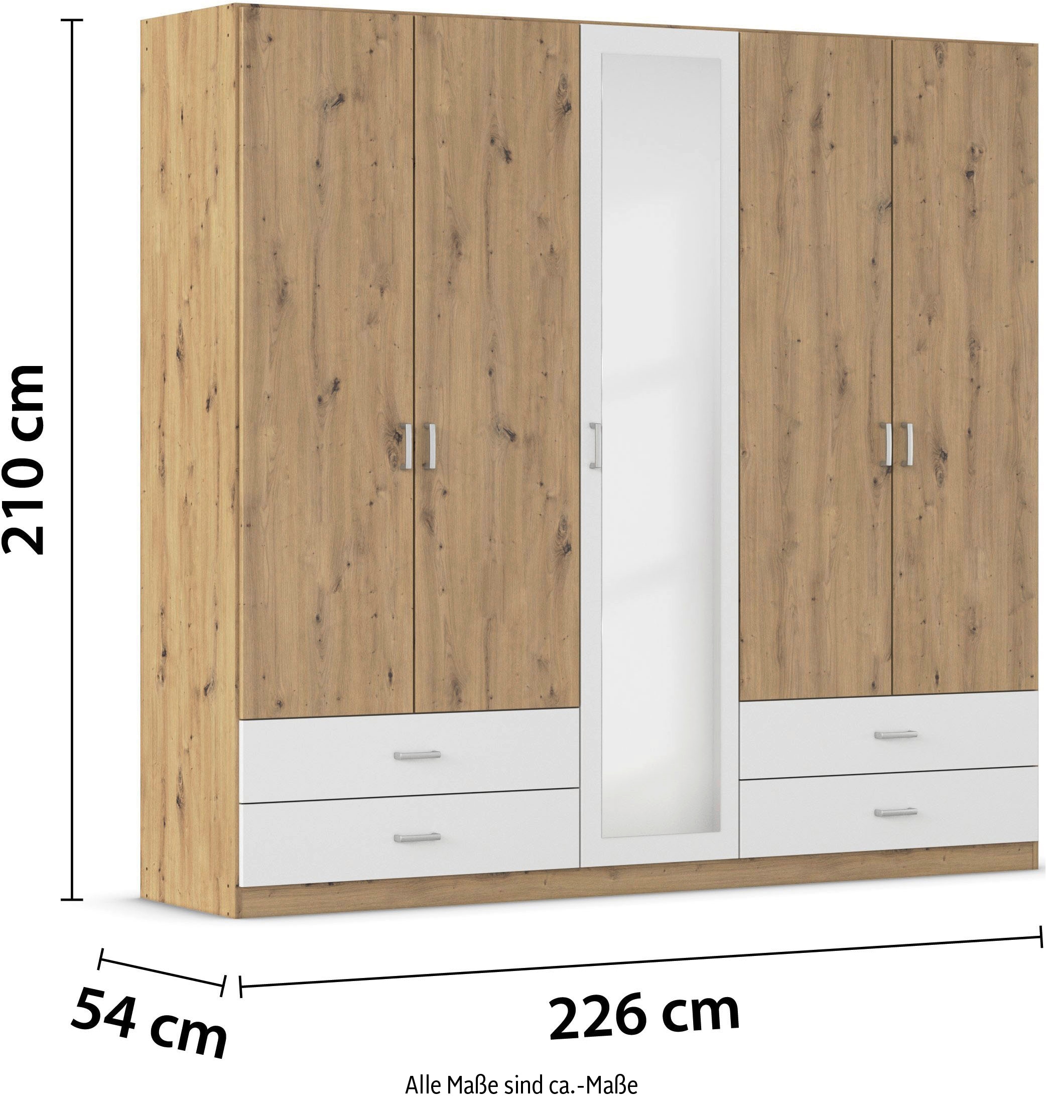 rauch »Kleiderschrank Schrank Garderobe Wäscheschrank BORBONA« Largeurs 226/271 cm, hauteur 210 cm,  en 2 largeurs, avec miroir et nombreuses combinaisons de couleurs FABRIQUÉ EN ALLEMAGNE