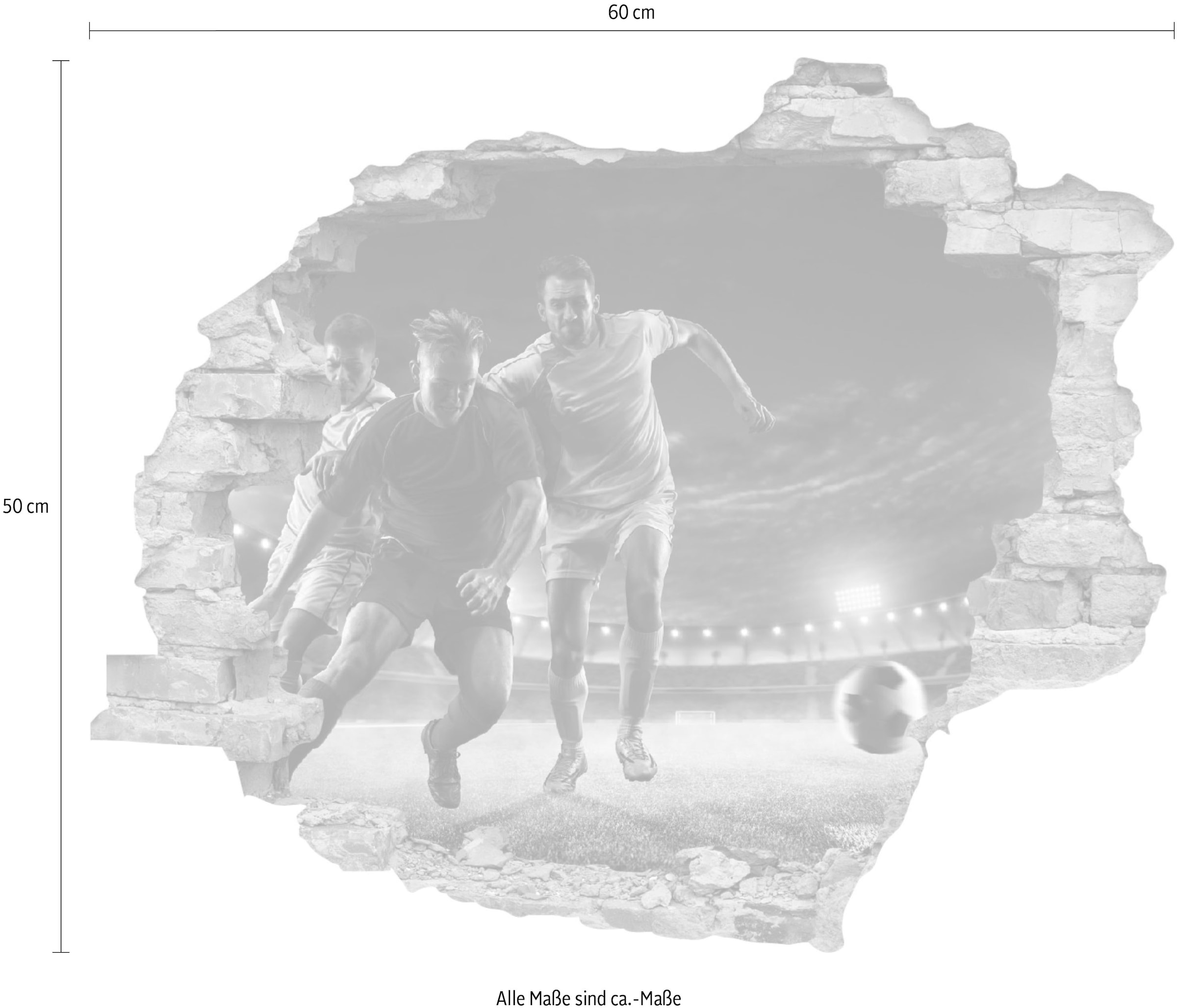 queence Wandtattoo »Fussball Zweikampf«, (1 St.), Wandsticker, Wandbild, selbstklebend, 3D, Wanddurchbruch