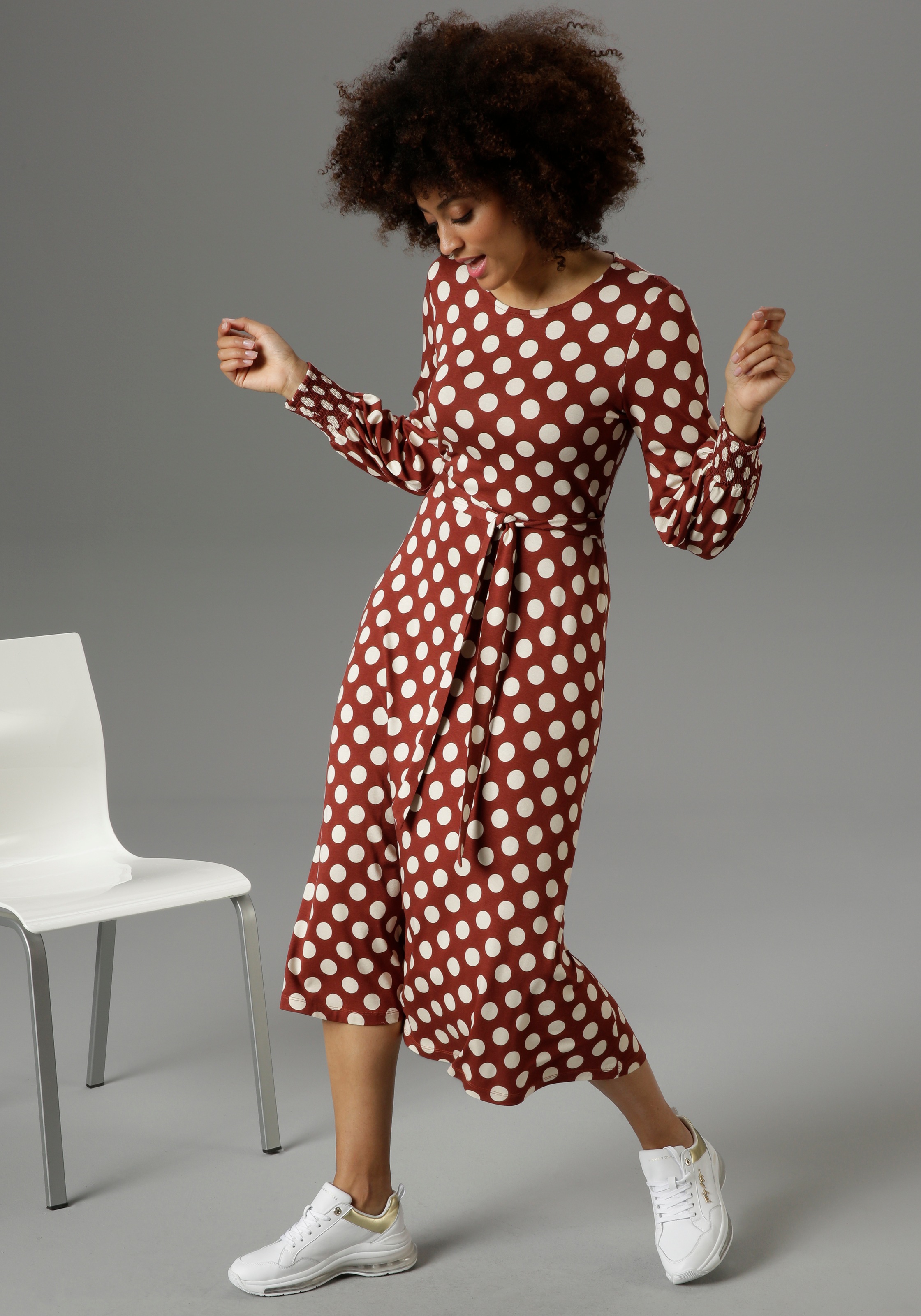 Image of Aniston SELECTED Jerseykleid, mit gesmokten Ärmelabschlüssen bei Ackermann Versand Schweiz