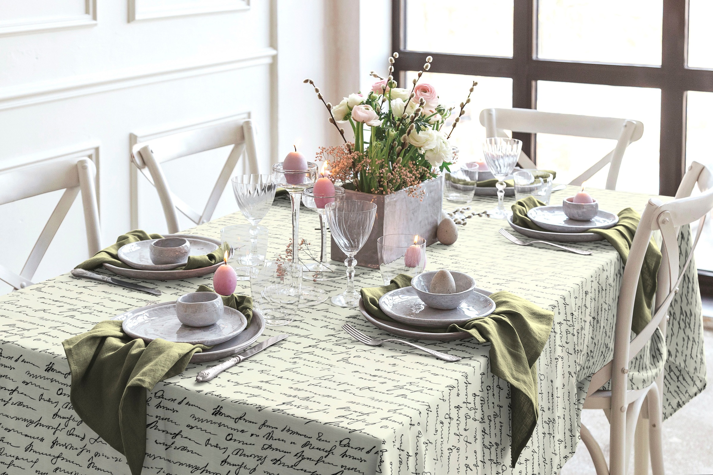 Adam Tischdecke "Scribble" aus Leinen und Bio-Baumwolle,Made in Germany