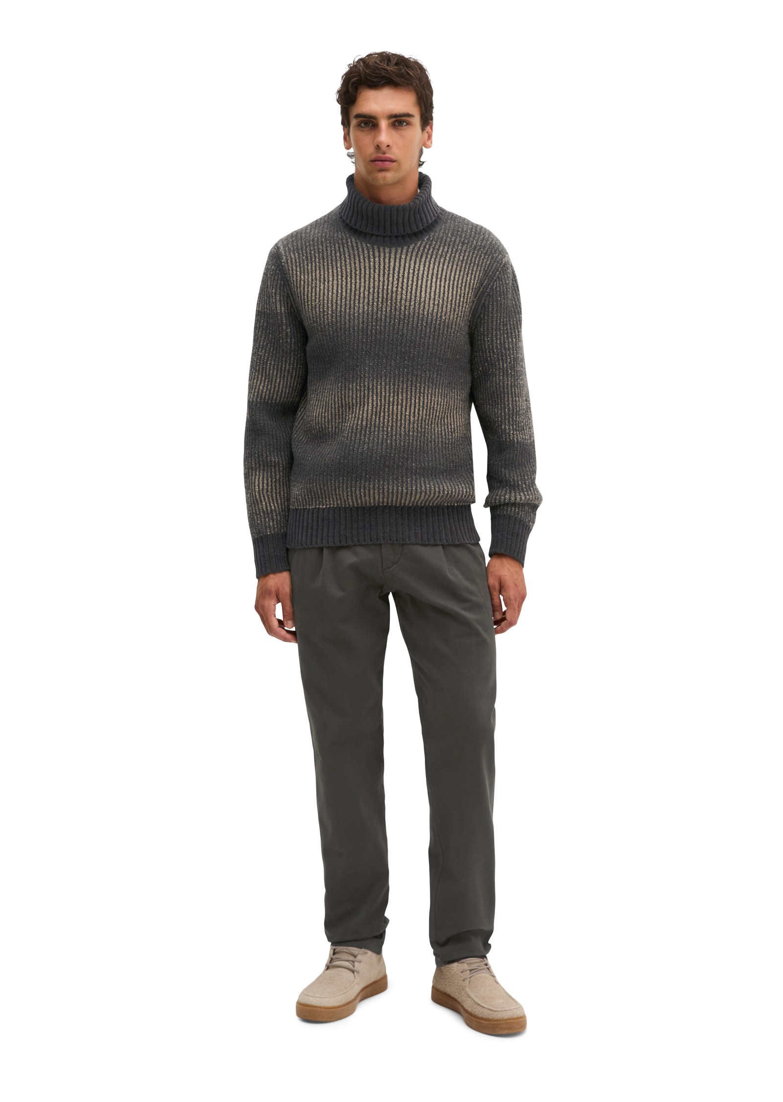 Marc O'Polo Pull à col roulé regular en mélange doux de coton bio et de laine vierge