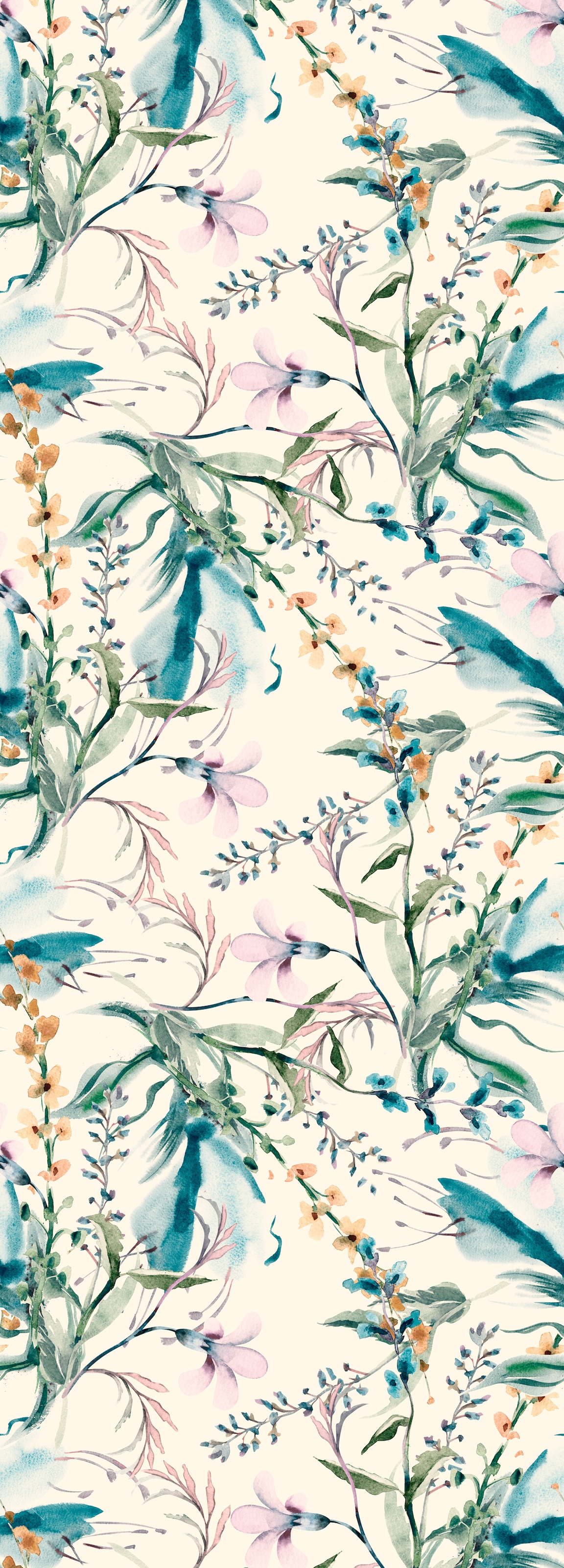 Image of queence Vinyltapete "Karen" Motiv bedruckt botanisch floral gemustert natürlich glatt 90x250cm, selbstklebend, kinderleichte Anbringung, Sticker