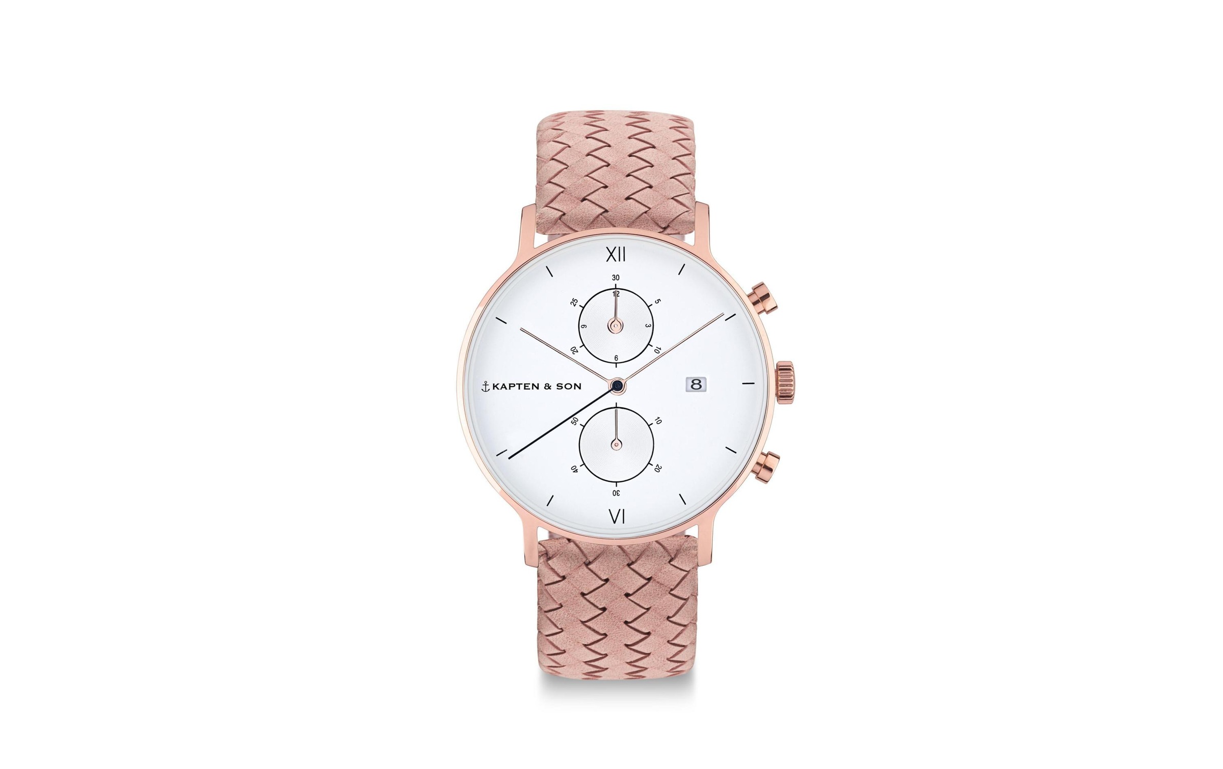 Image of Kapten & Son Chronograph »Chrono Woven Leather, Small Rosa« bei Ackermann Versand Schweiz