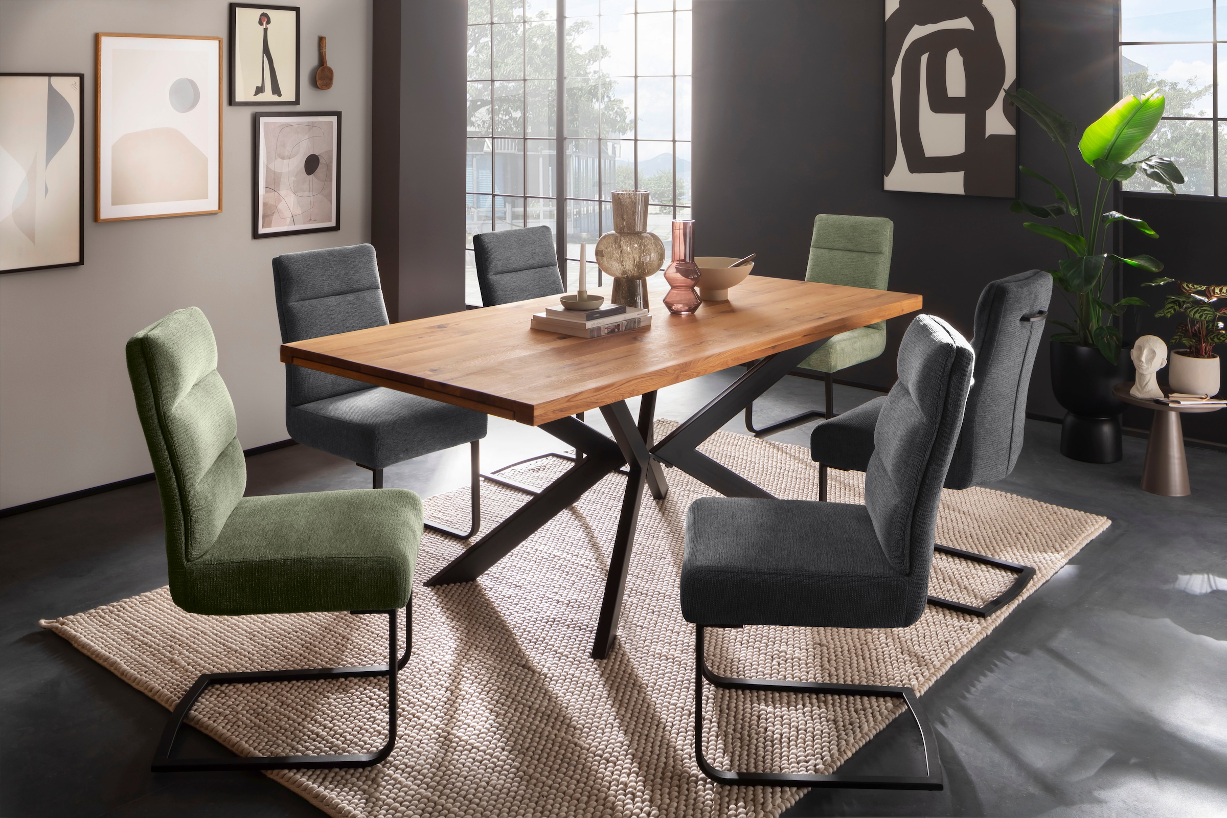 MCA furniture Freischwinger »LIMASSOL«, Chenille, (Set, 2Stck.), Stuhl belastbar bis 140 kg