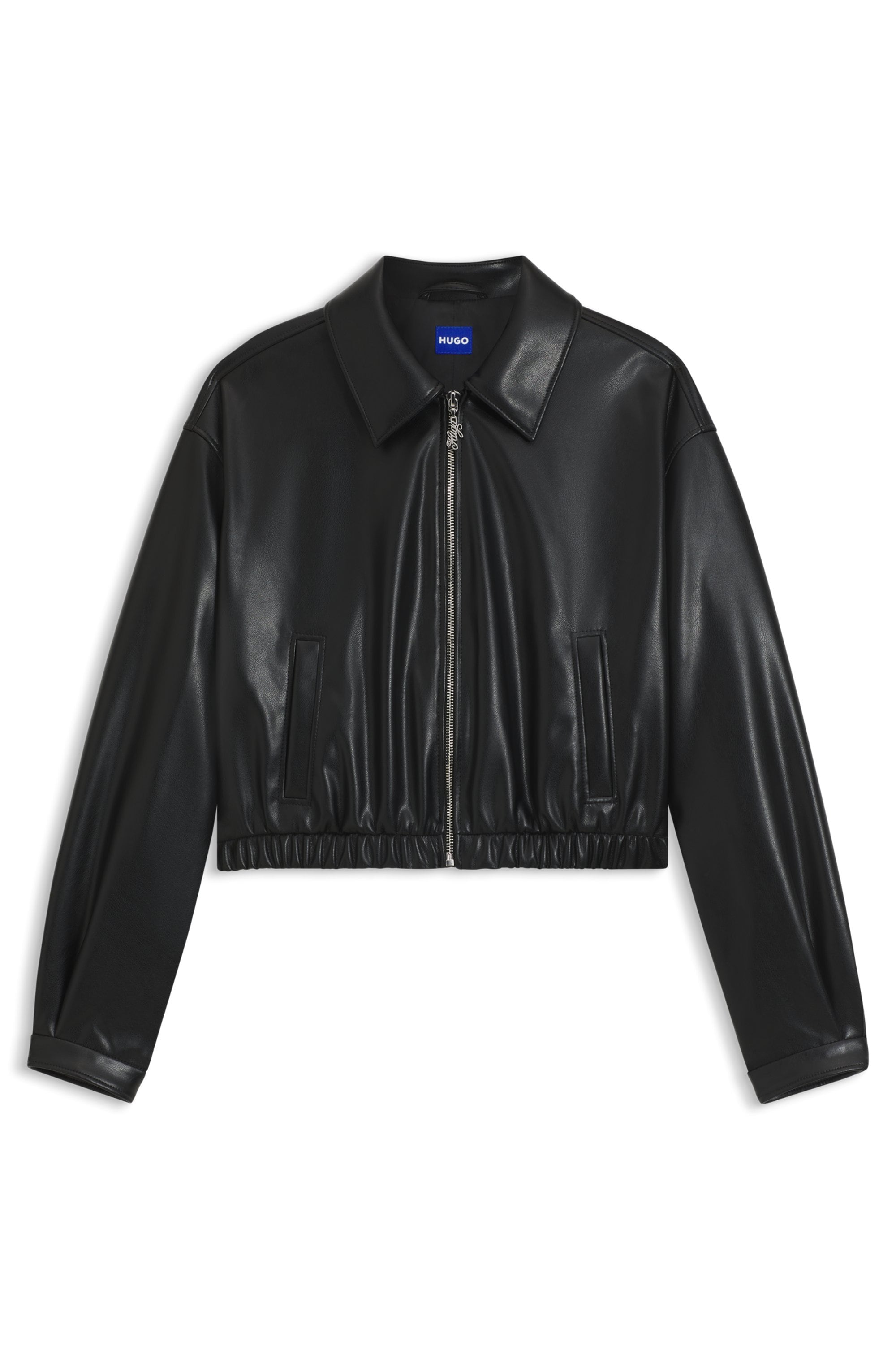 HUGO Blue Kurzjacke »Autene«, FAUX Lederjacke mit HUGO Prägung auf der Rückseite