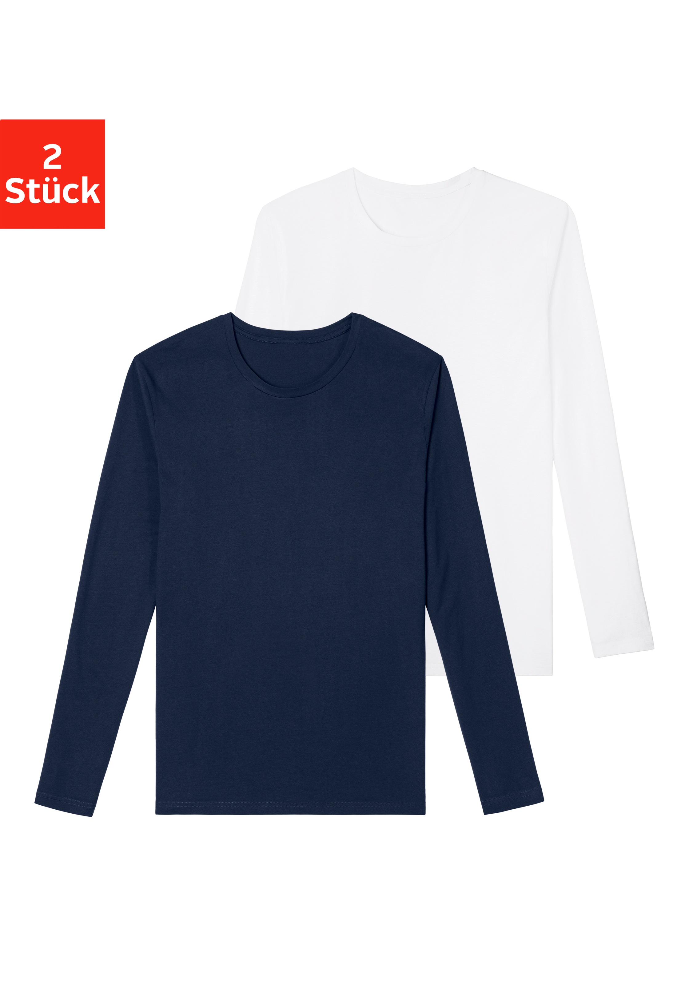 Image of Bruno Banani Langarmshirt, (2 tlg.), in klassischer Basicform perfekt als Unterziehshirt bei Ackermann Versand Schweiz