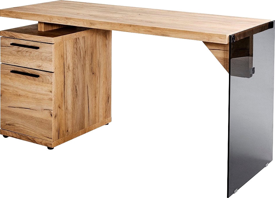 Jahnke Schreibtisch »LUX C 140« wechselseitig montierbar, Seitenteil aus ESG Sicherheitsglas