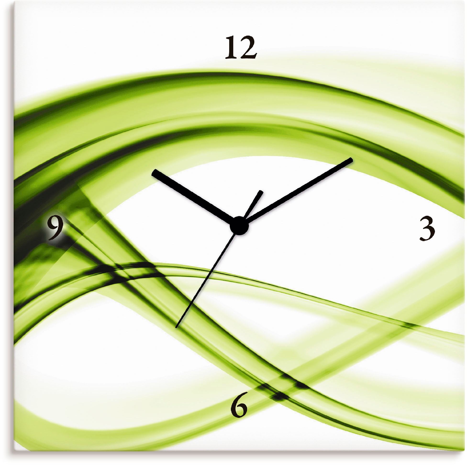 Image of Artland Wanduhr »Abstrakte Komposition (grün)«, lautlos, ohne Tickgeräusche, nicht tickend, geräuschlos - wählbar: Funkuhr o. Quarzuhr, moderne Uhr für Wohnzimmer, Küche etc. - Stil: modern bei Ackermann Versand Schweiz